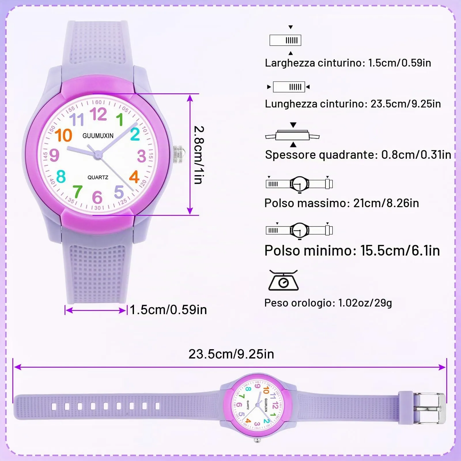 GUUMUXIN Orologio Analogico per Bambini 4-12 Anni, Impermeabile 30m, Cinturino TPU - immagine 4