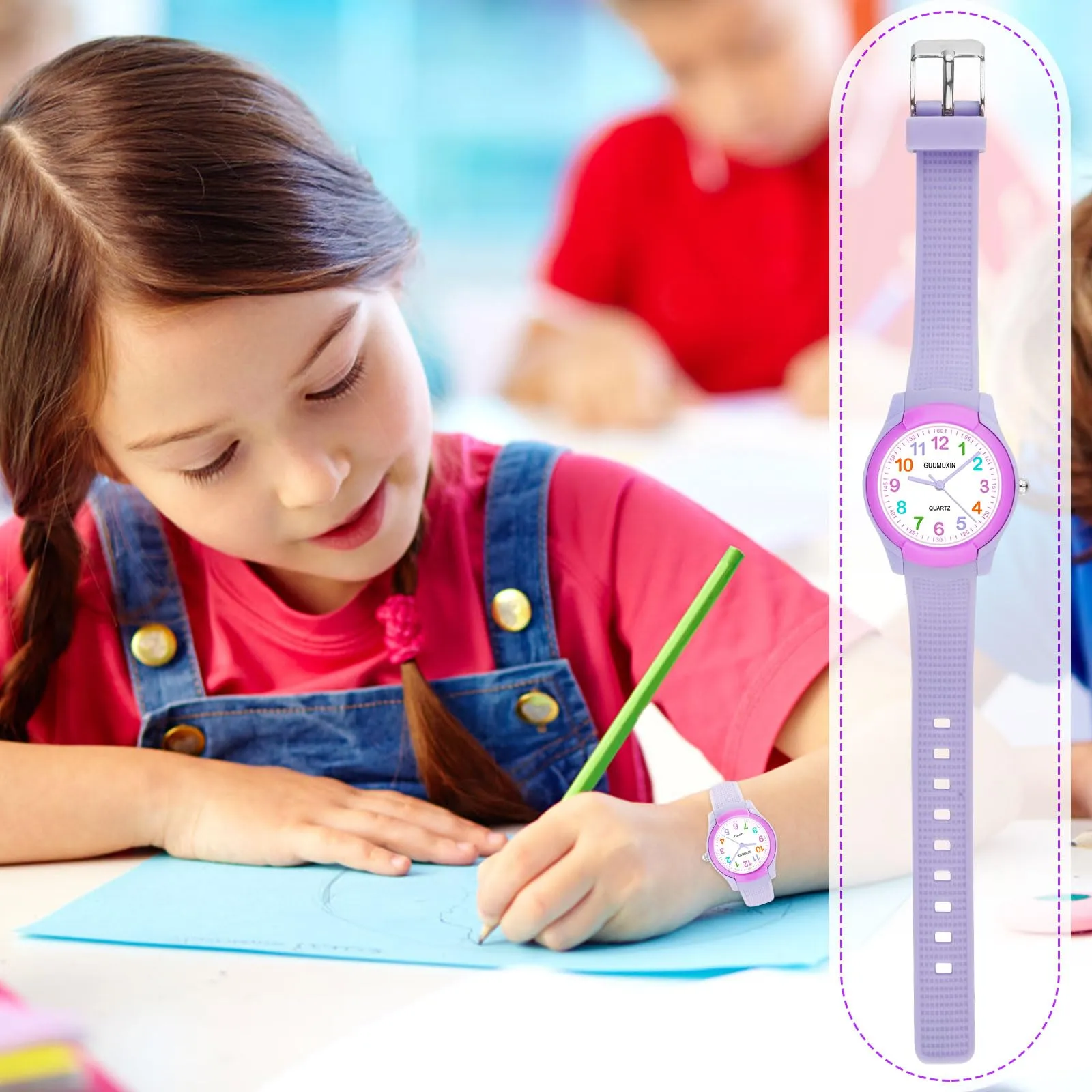 GUUMUXIN Orologio Analogico per Bambini 4-12 Anni, Impermeabile 30m, Cinturino TPU - immagine 5