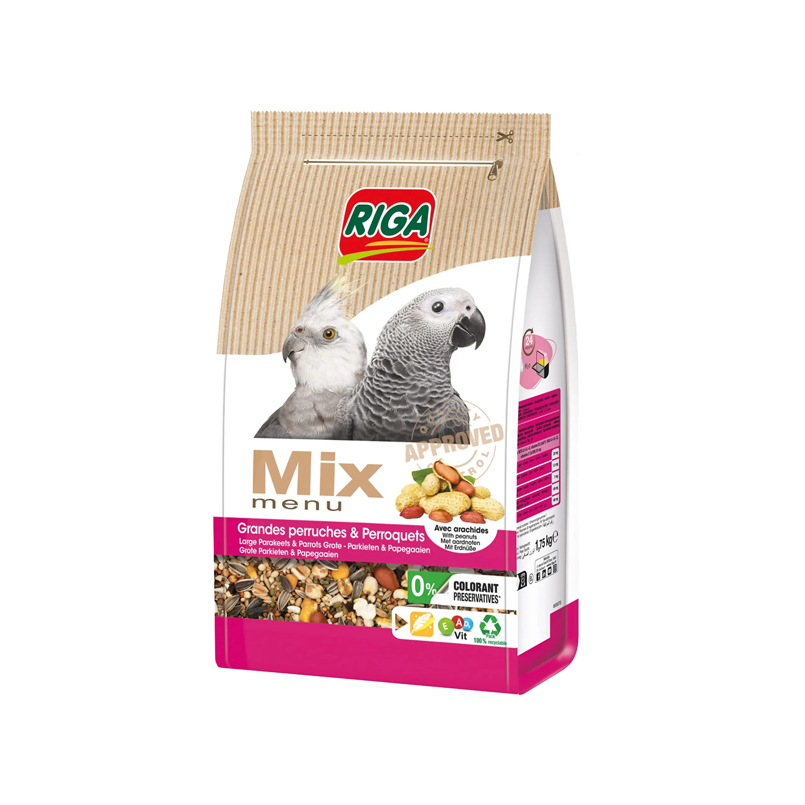 Riga Menu Mix Grandi Parrucche E Pappagalli Cibo per Uccelli, 1,75kg - immagine 1