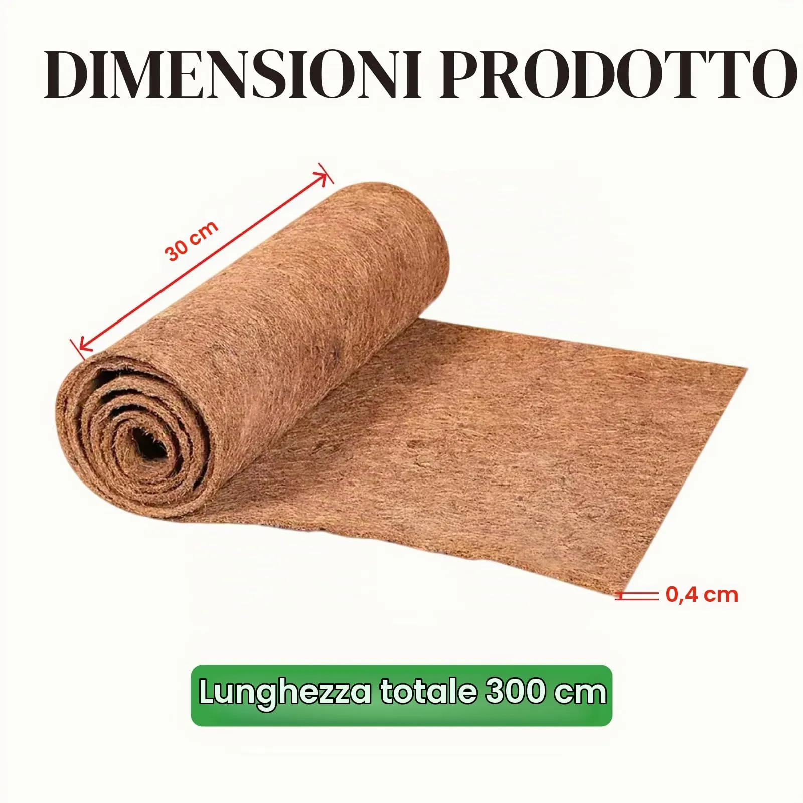 Flewdart Rotolo di Fibra di Cocco 100% Naturale Carbonizzato, 30x300 cm - immagine 2