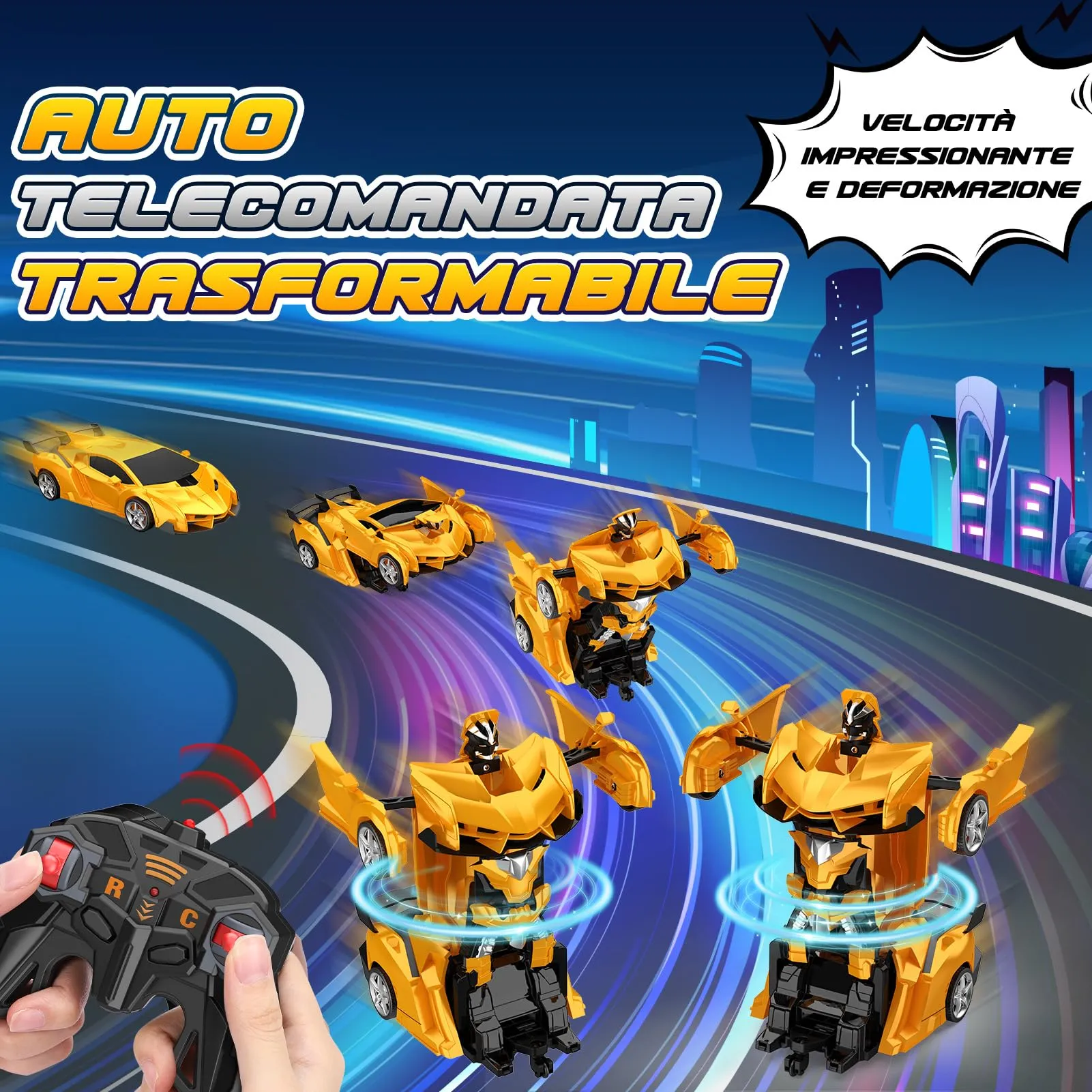 Braxel Macchina Telecomandata 2 in 1 Auto e Robot, 2.4 GHz, Rotazione 360° - immagine 2