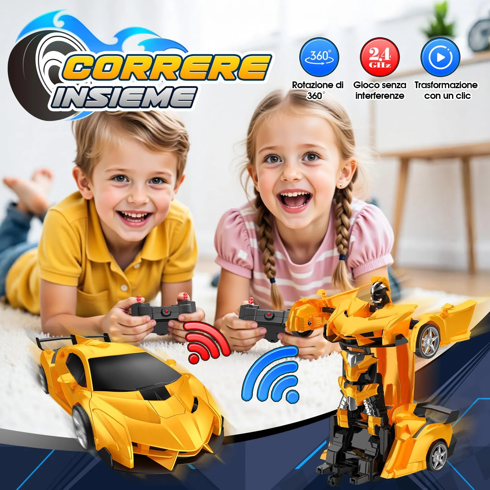Braxel Macchina Telecomandata 2 in 1 Auto e Robot, 2.4 GHz, Rotazione 360° - immagine 3
