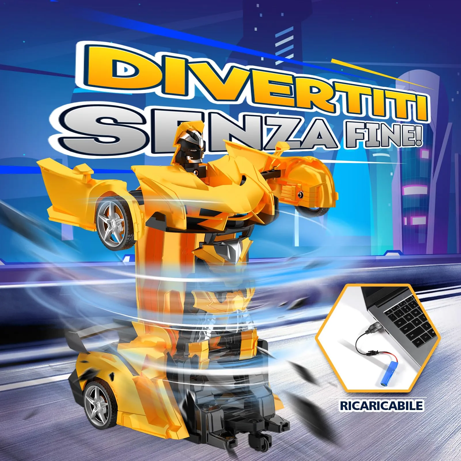 Braxel Macchina Telecomandata 2 in 1 Auto e Robot, 2.4 GHz, Rotazione 360° - immagine 5