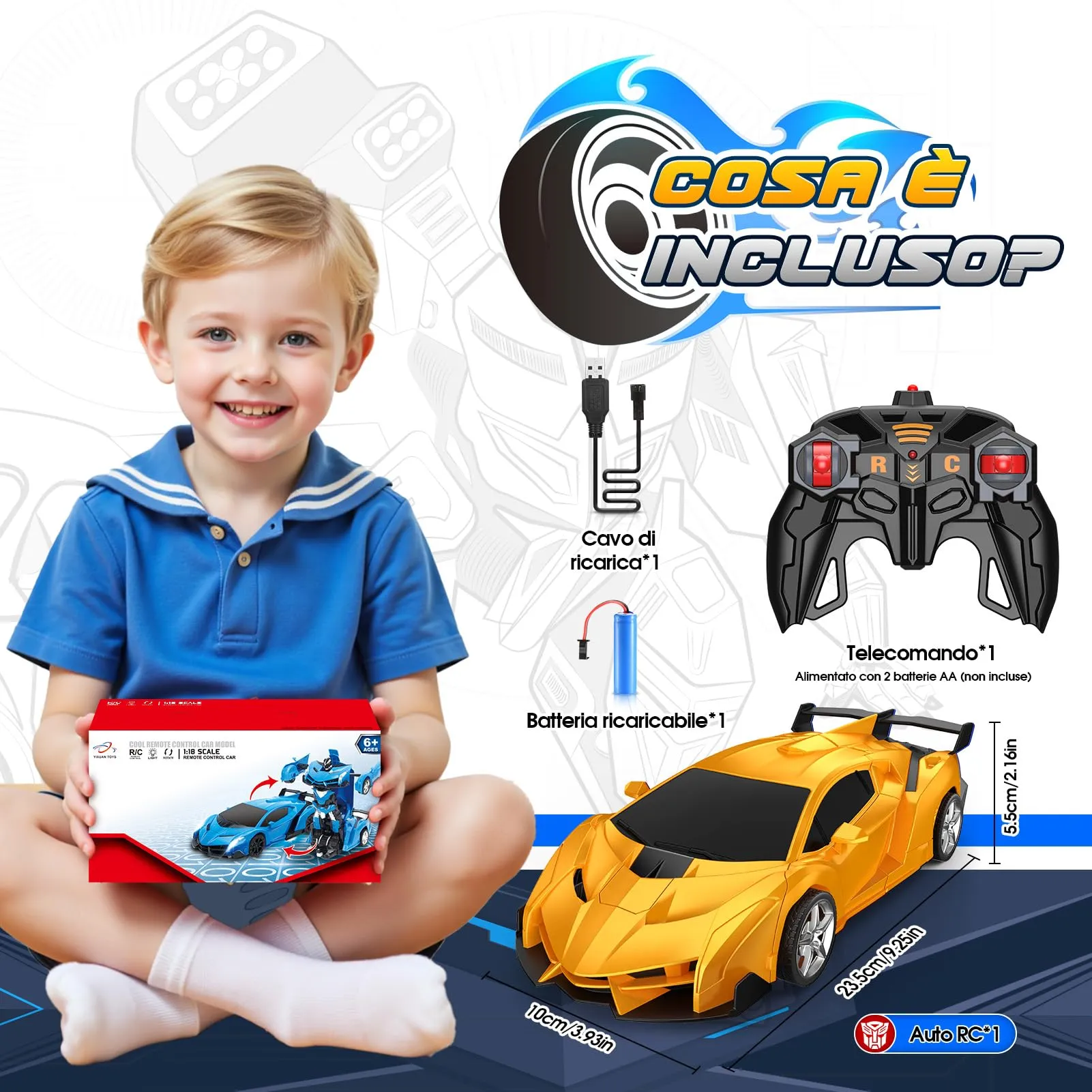 Braxel Macchina Telecomandata 2 in 1 Auto e Robot, 2.4 GHz, Rotazione 360° - immagine 6