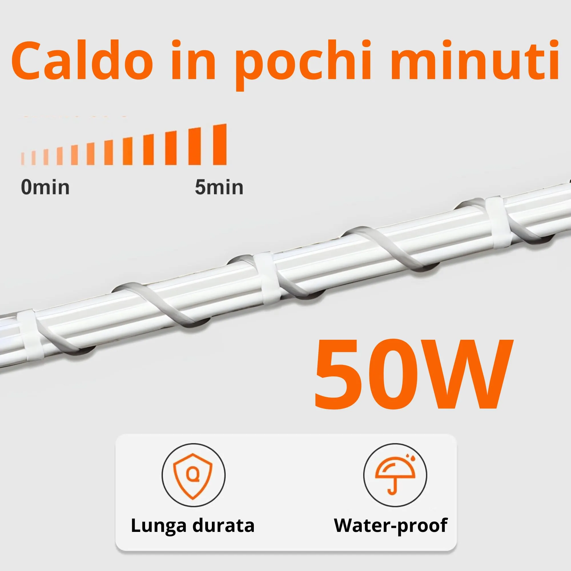 Pet Tribe Cavo Riscaldante 50W 6m Waterproof Doppio Rivestimento in Silicone con Sondino Incorporato PT47038 - immagine 2