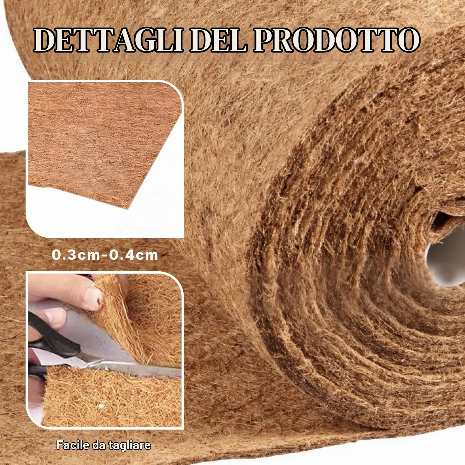 Flewdart Rotolo di Fibra di Cocco Naturale Carbonizzato 40x300cm per Rettili e Giardinaggio - immagine 3