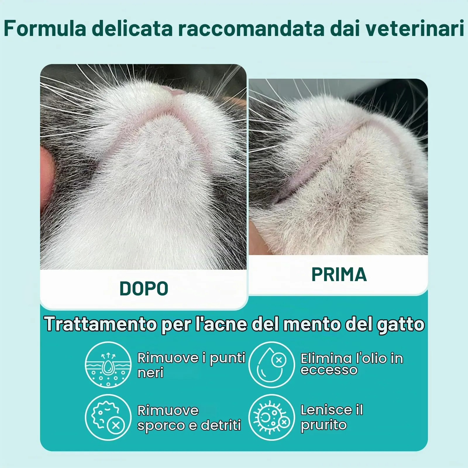 GJYC PET Mousse per rimozione acne e punti neri del mento per gatti, senza risciacquo con spazzola massaggiante - immagine 2