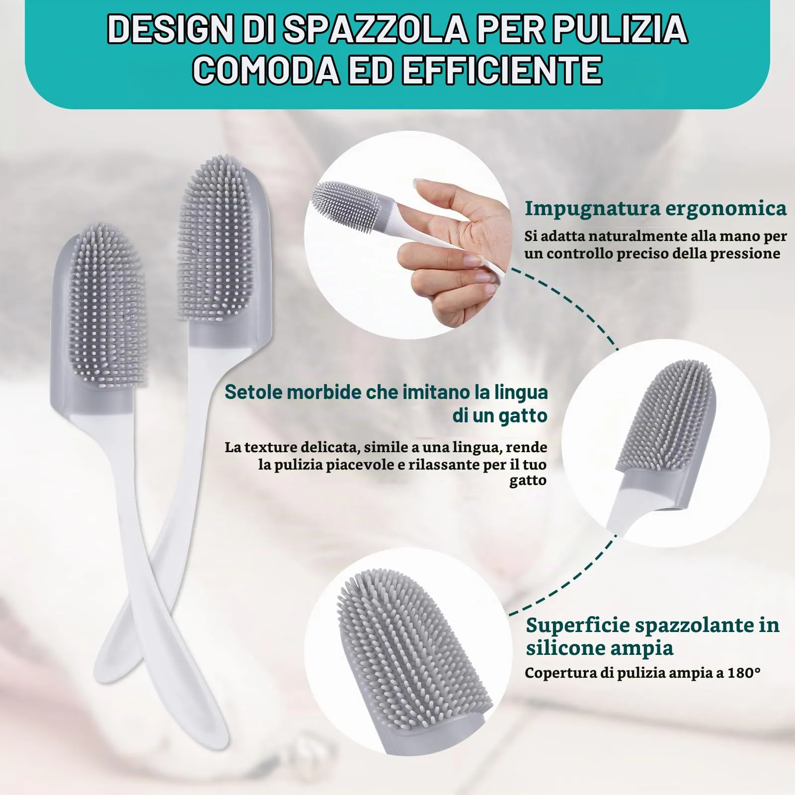 GJYC PET Mousse per rimozione acne e punti neri del mento per gatti, senza risciacquo con spazzola massaggiante - immagine 7