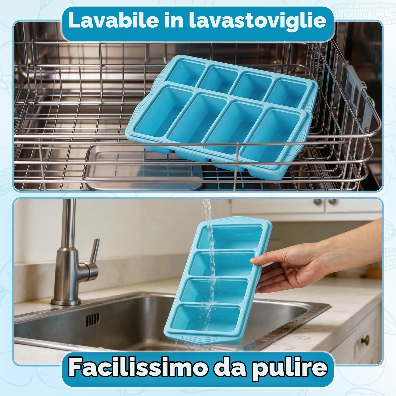 Furnsii Vassoio per Congelatore in Silicone con Coperchio, 250ml, 2 Pezzi, Grigio - immagine 6