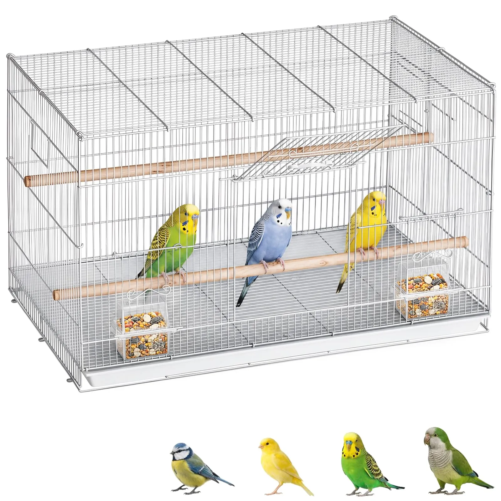 VEVOR Gabbia per Uccelli in Metallo, 760 x 460 x 455 mm, con 2 Trespoli e 2 Tazze per l'Alimentazione - immagine 1