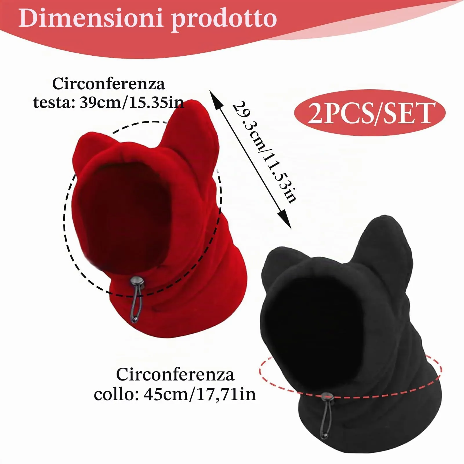 DINGFENG Cappelli per Cani con Riduzione del Rumore, Set da 2, Copricapo Invernale Termico in Pile, Taglia S - immagine 2