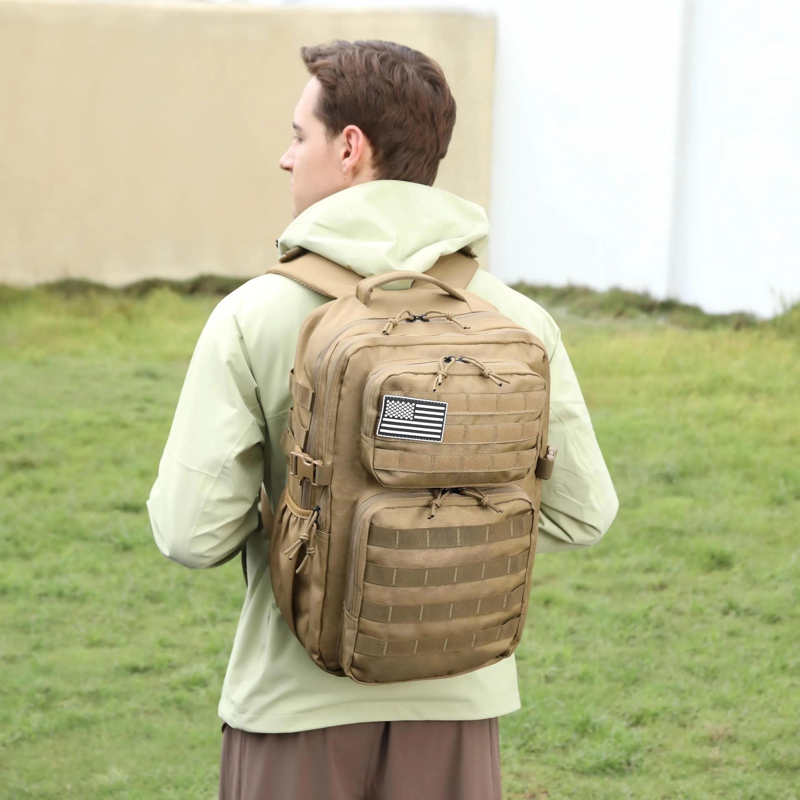 Wotony Zaino Tattico Militare Impermeabile con Sistema Molle, 35L, Cachi - immagine 2