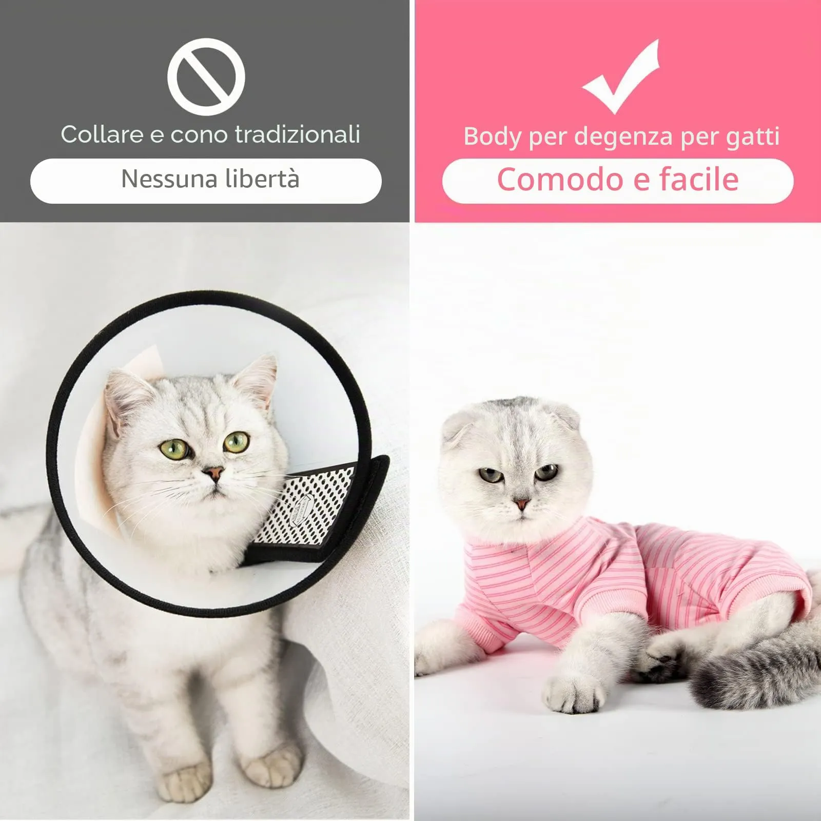 HEYWEAN Tuta per il recupero del gatto, gilet chirurgico a maniche lunghe per assistenza medica post-intervento - immagine 6