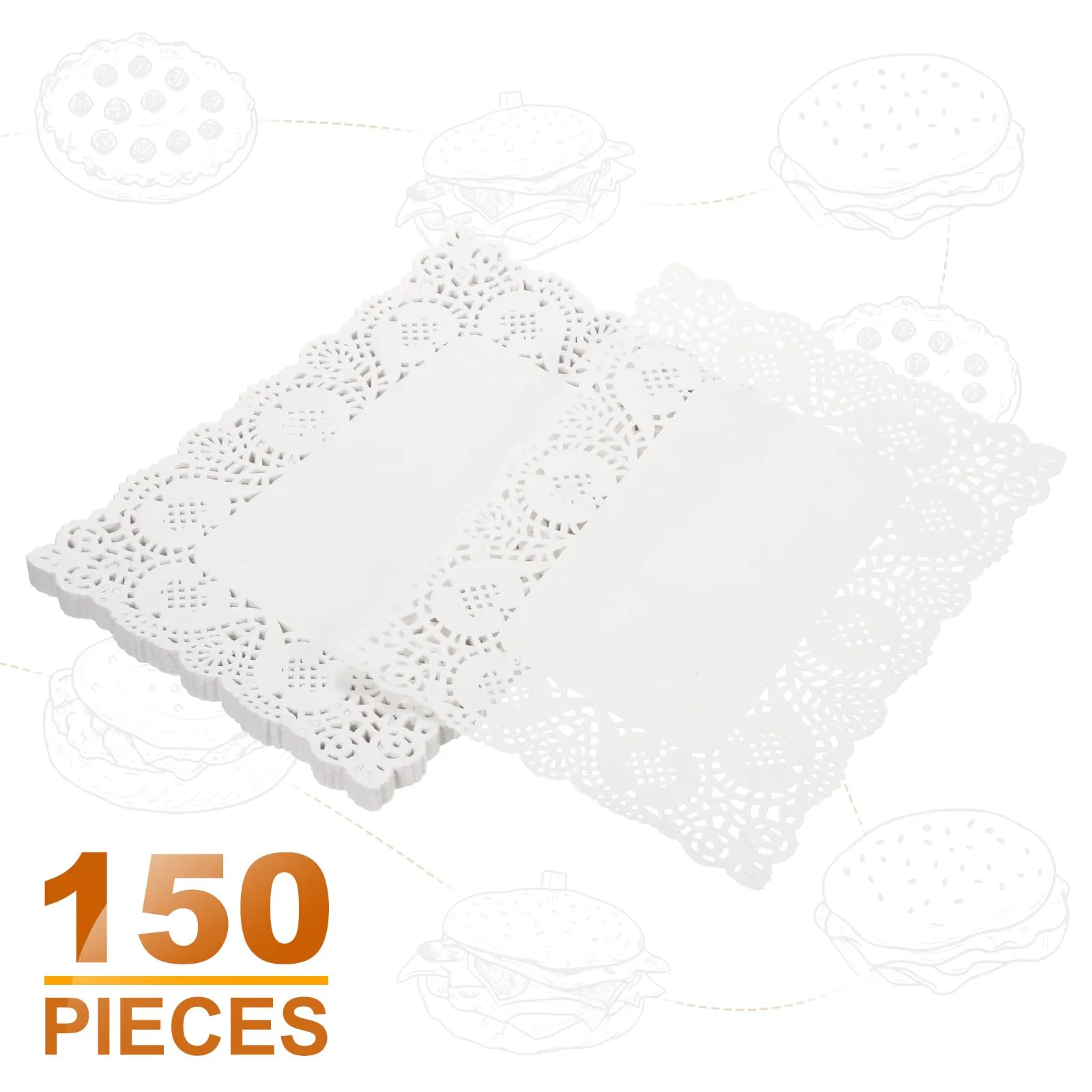 QUARKZMAN Centrini di Carta Pizzo Bianchi Rettangolari, 10 x 7.5 Pollici, 150 Pezzi - immagine 3