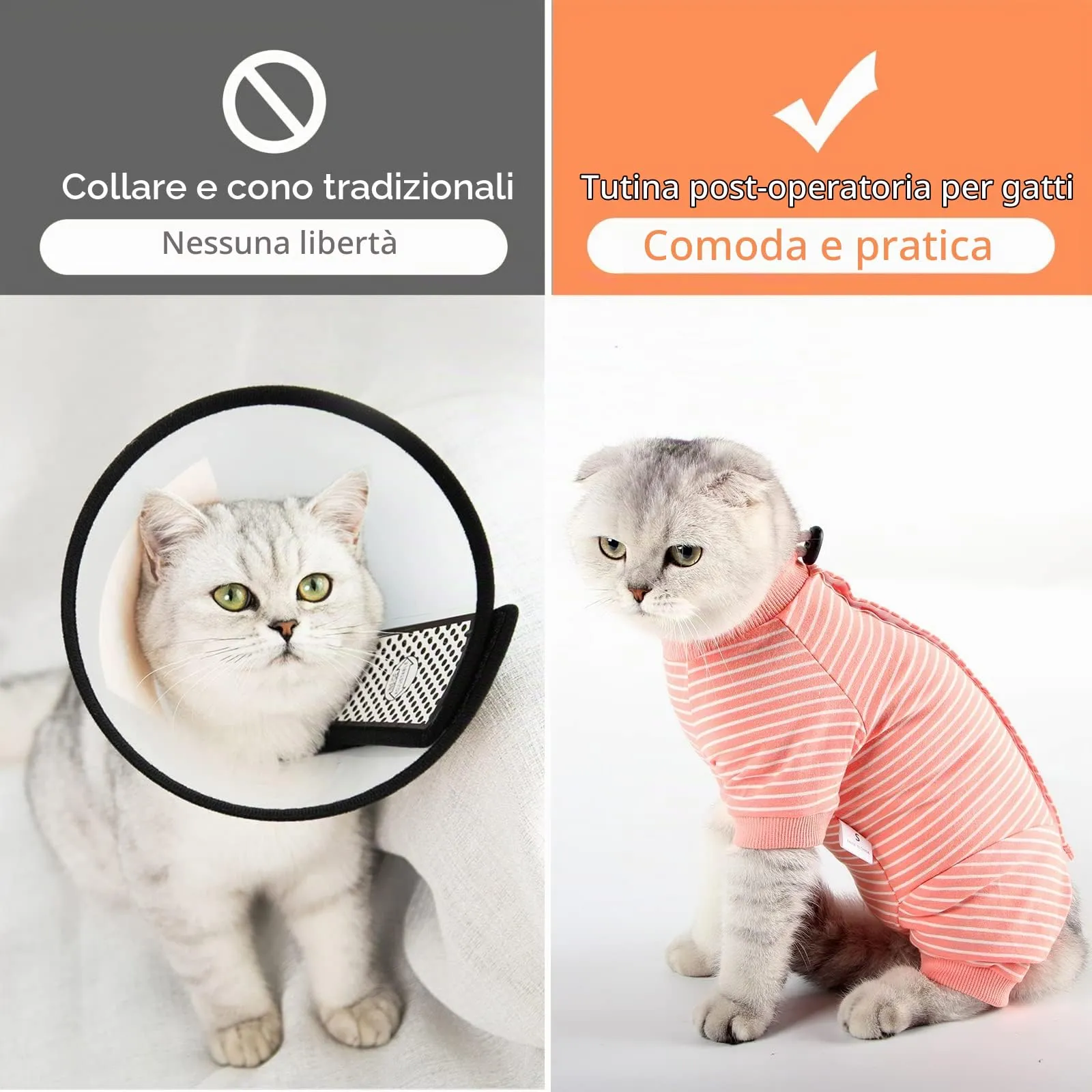 HEYWEAN Body Post Operatorio per Gatto - Tuta Medica Manica Lunga - Taglia L - Arancione - immagine 6