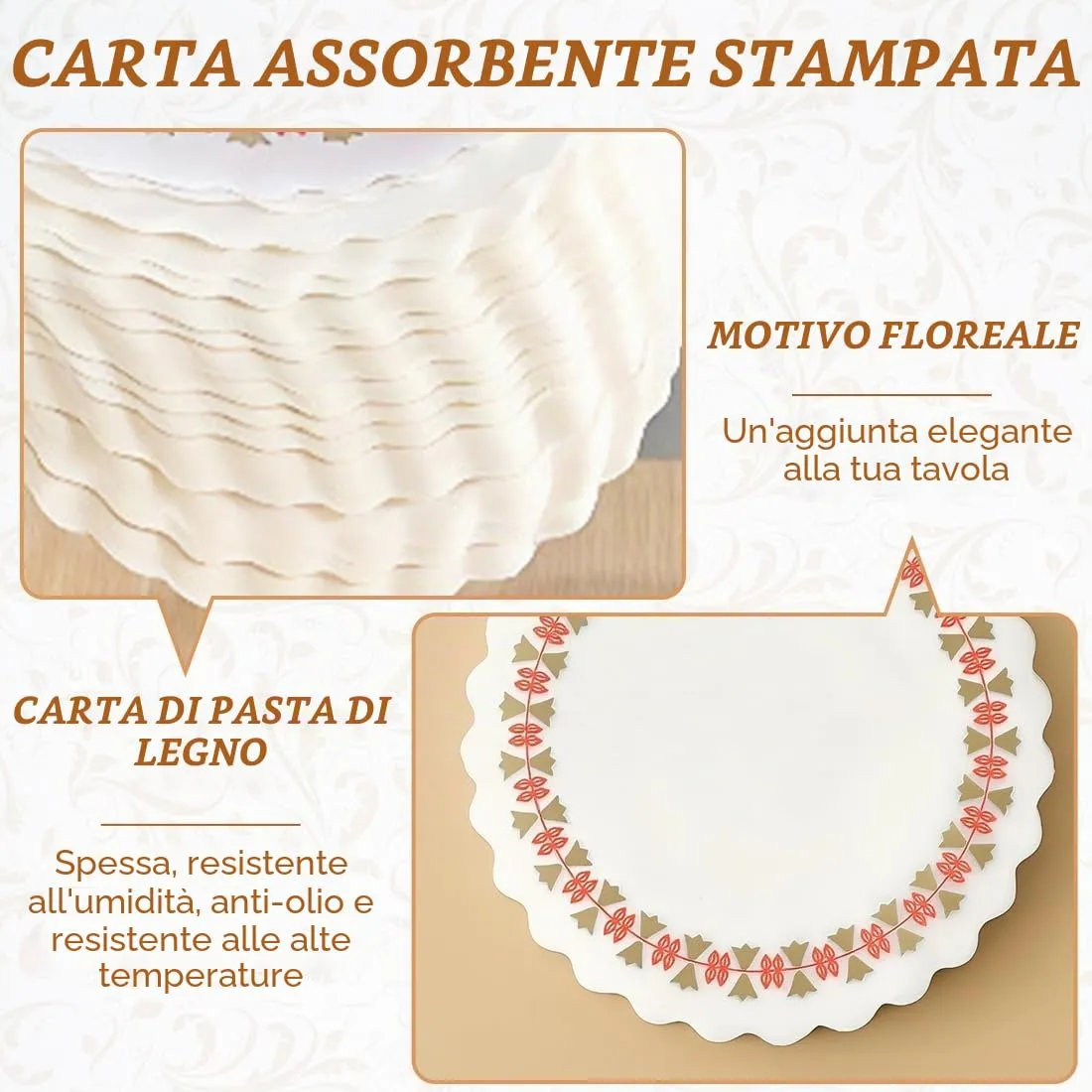 ROKZELT Tovagliette di Carta Monouso in Pizzo, 18cm, 100 Pezzi - immagine 3