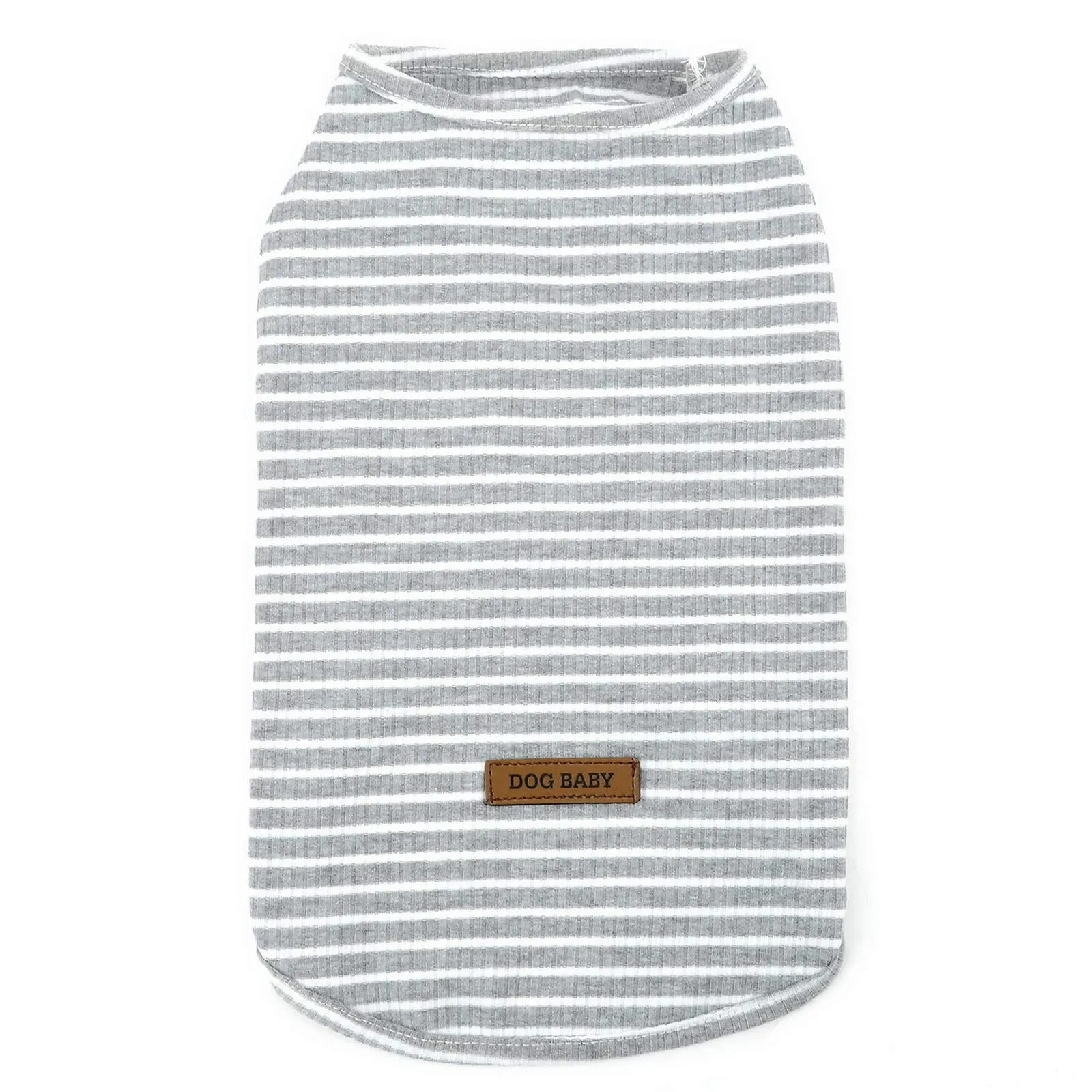 PAIDEFUL Maglietta a Righe per Cani di Piccola Taglia, Gilet Traspirante in Cotone, Grigio L - immagine 7