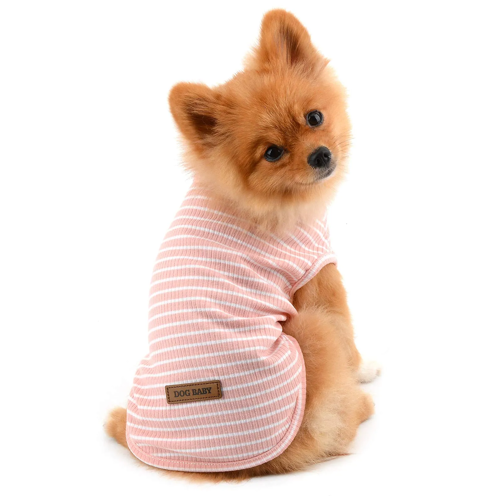 PAIDEFUL Maglietta a Righe per Cani di Piccola Taglia, Gilet Traspirante in Cotone, Rosa, XL - immagine 4