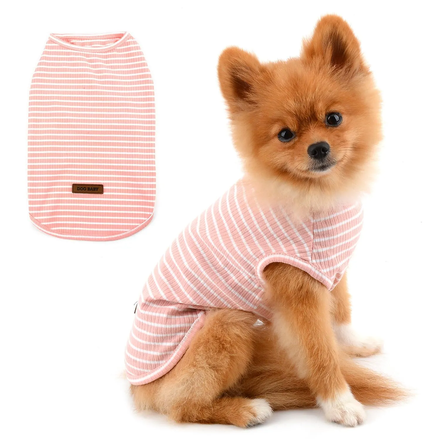 PAIDEFUL Maglietta a Righe per Cani di Piccola Taglia, Gilet Traspirante in Cotone, Rosa, S - immagine 1
