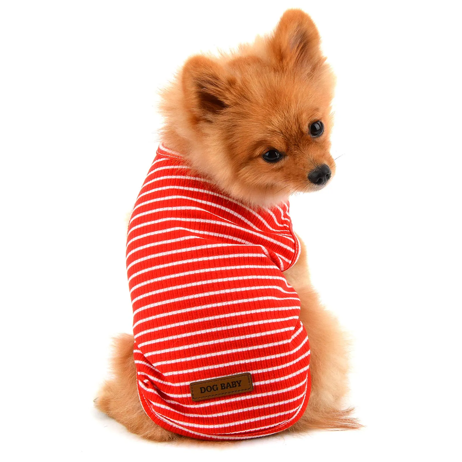 PAIDEFUL Maglietta a Righe per Cani di Piccola Taglia, Gilet Traspirante in Cotone, Rosso XXL - immagine 4