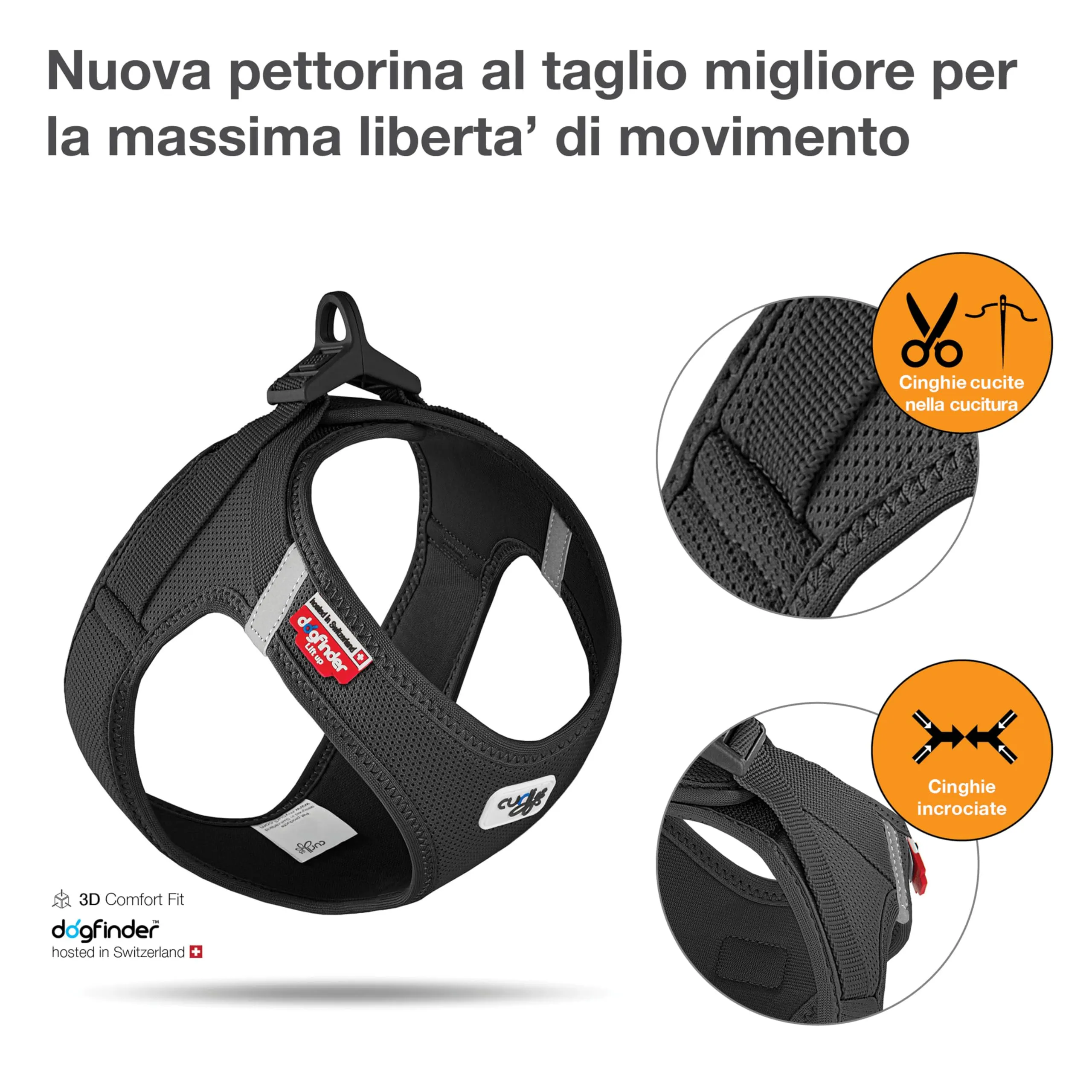 curli Vest Harness Clasp Air-Mesh, Black, S - immagine 2