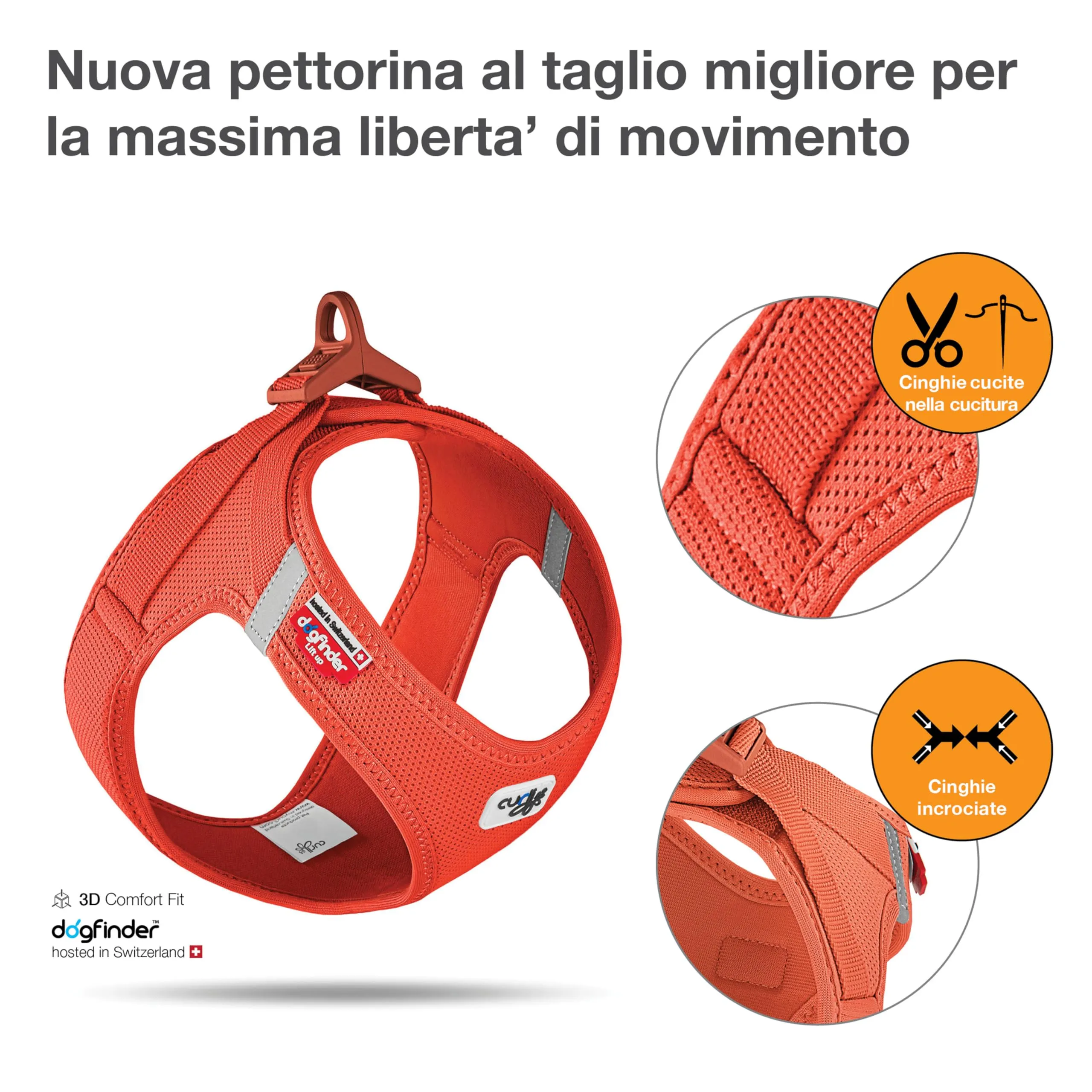 Curli Vest Harness Clasp Air-Mesh, Sun Orange, S - immagine 2