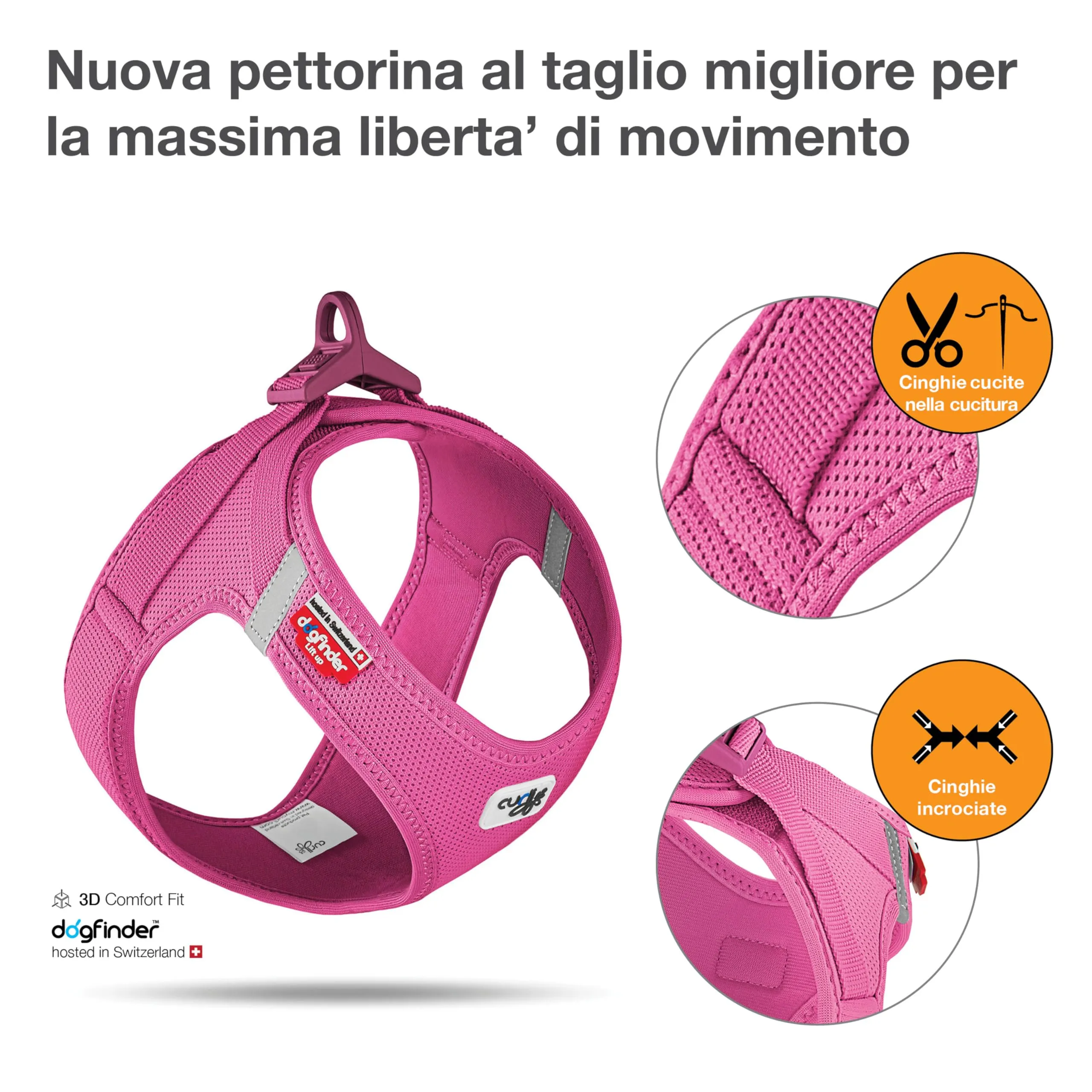 Curli Vest Harness Clasp Air-Mesh Fuchsia XS - immagine 2