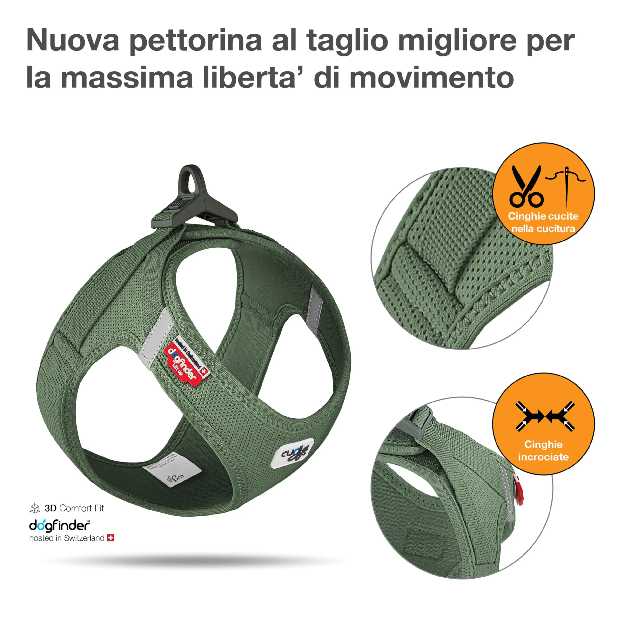 Curli Vest Harness Clasp Air-Mesh Moss 2XS - immagine 2