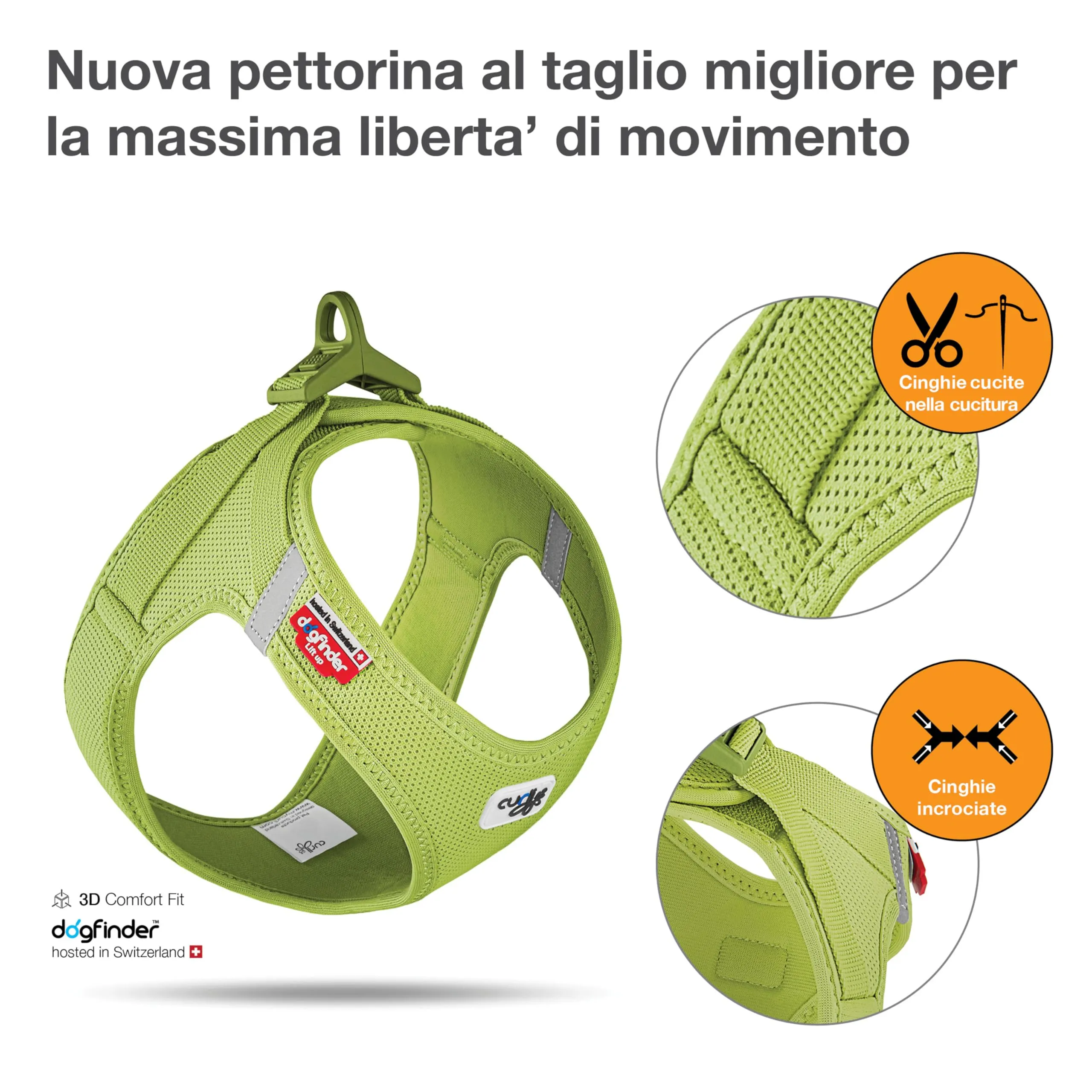 Curli Vest Harness Clasp Air-Mesh, Lime, S - immagine 2