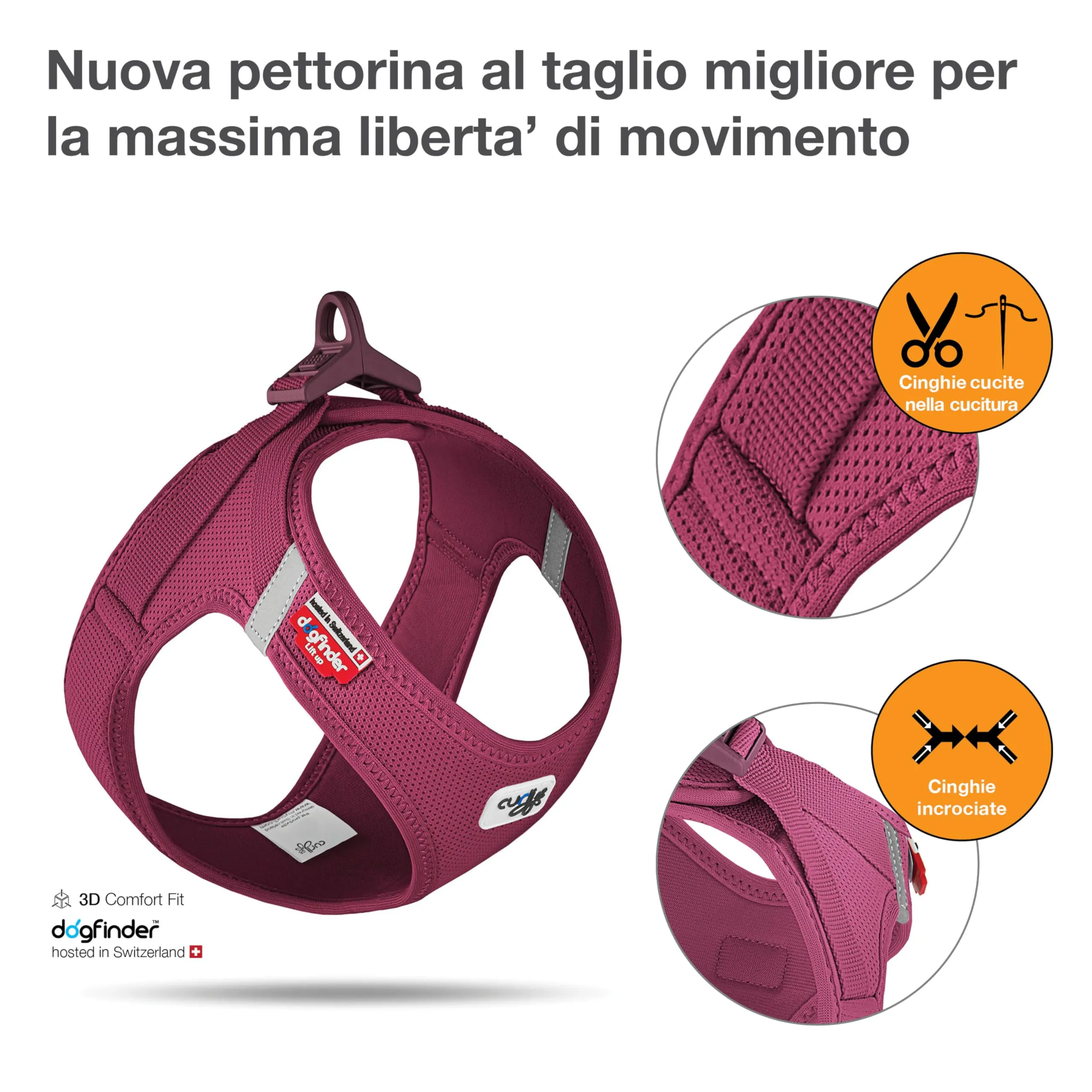 Curli Vest Harness Clasp Air-Mesh, Ruby, 3XS - immagine 2