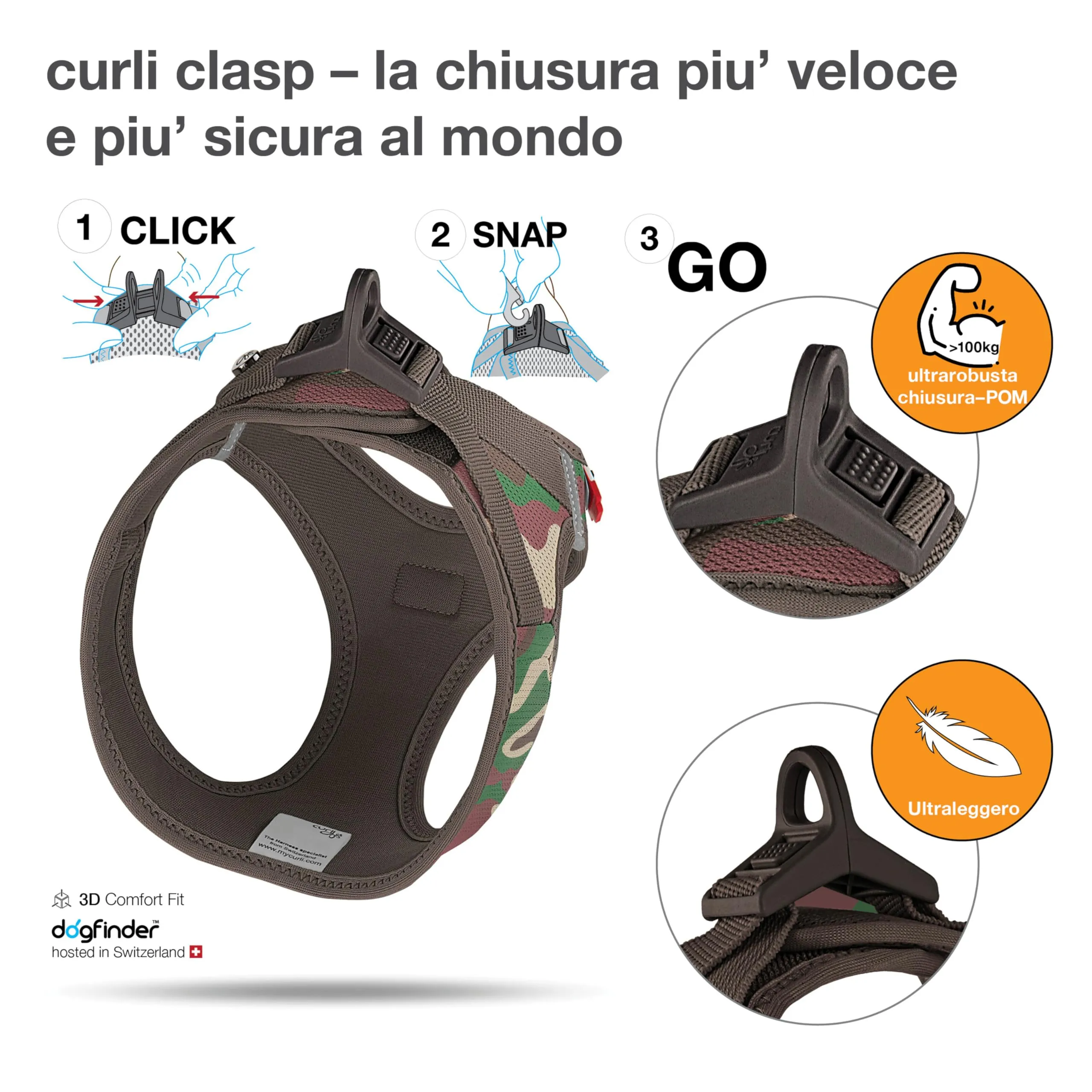 Curli Vest Harness Clasp Air-Mesh Camo 2XS - immagine 3