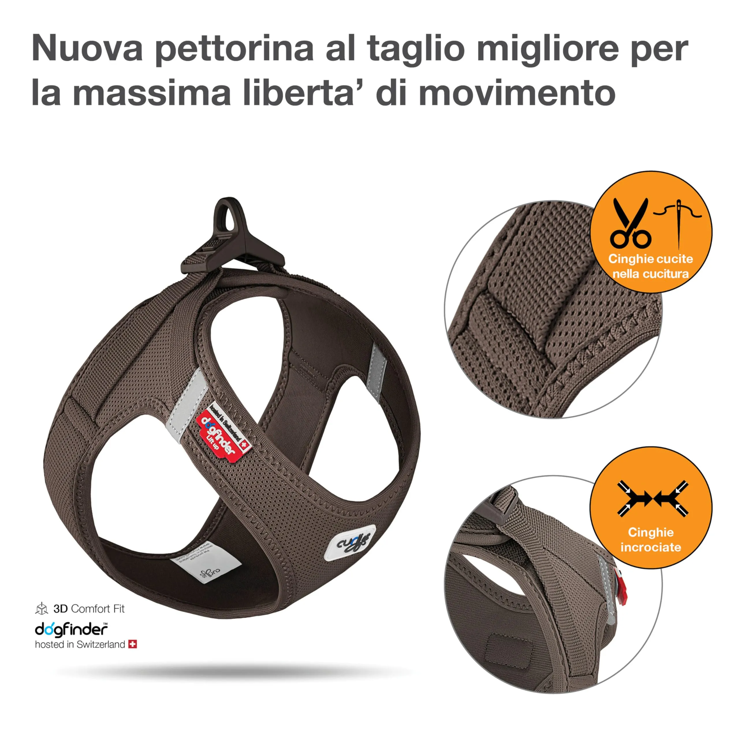Curli Vest Harness Clasp Air-Mesh, Brown, M - immagine 2