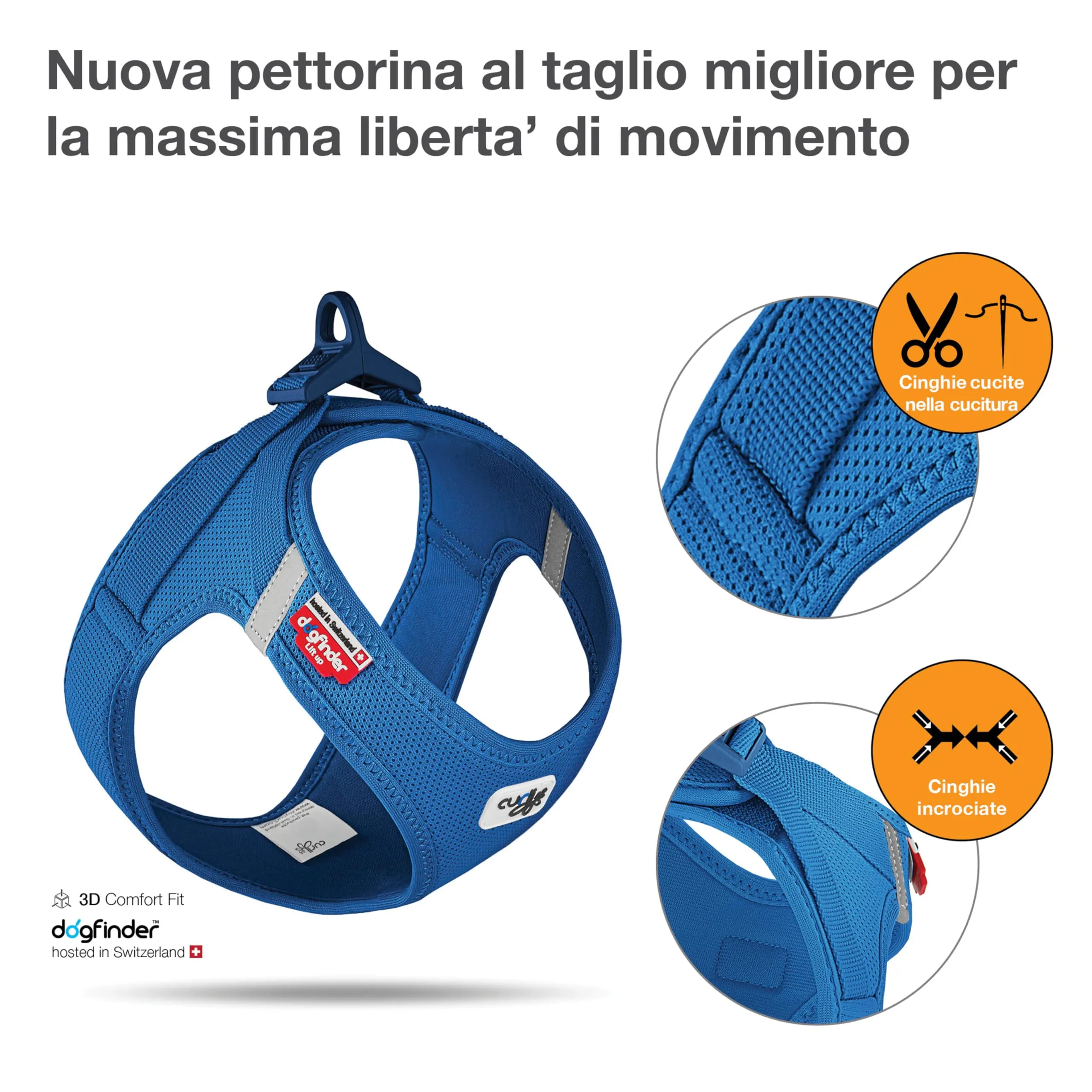curli Vest Harness Clasp Air-Mesh, Blue, S - immagine 2
