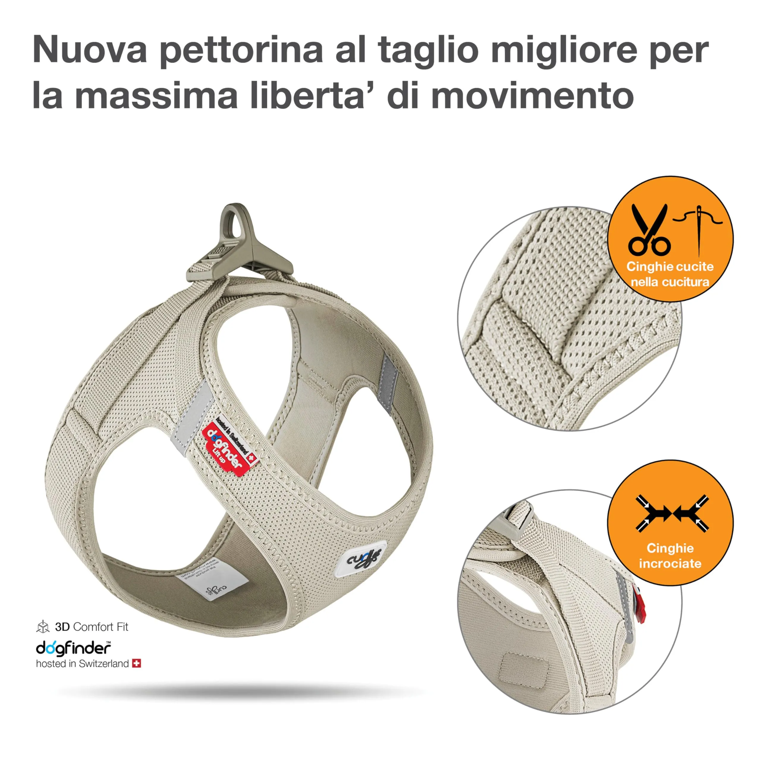 Curli Vest Harness Clasp Air-Mesh, Light-Tan, M - immagine 2
