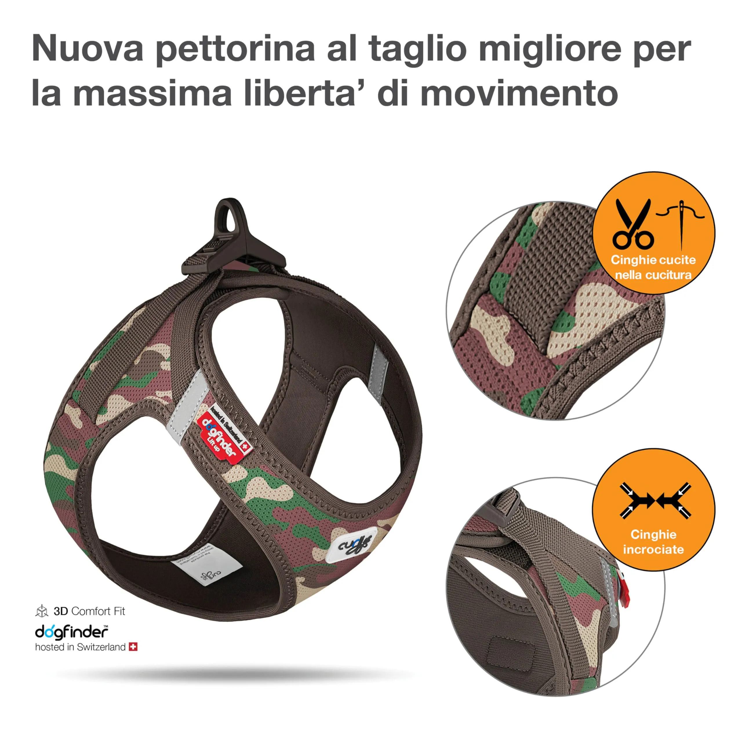 Curli Vest Harness Clasp Air-Mesh, Camo, L - immagine 2