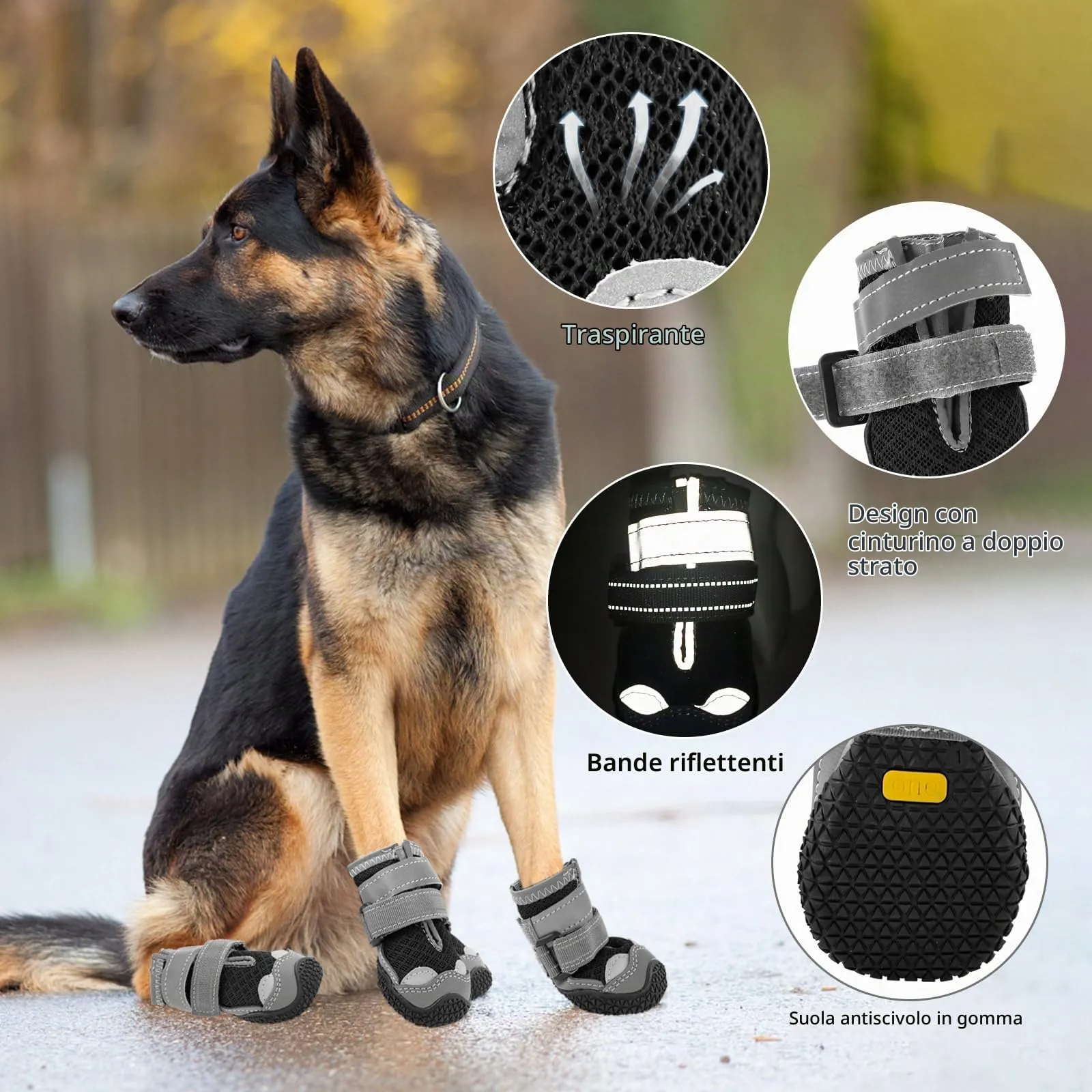 Hcpet Scarpe Antiscivolo per Cani di Taglia Media, Stivaletti Riflettenti per Protezione Zampe, Taglia 8 - immagine 4