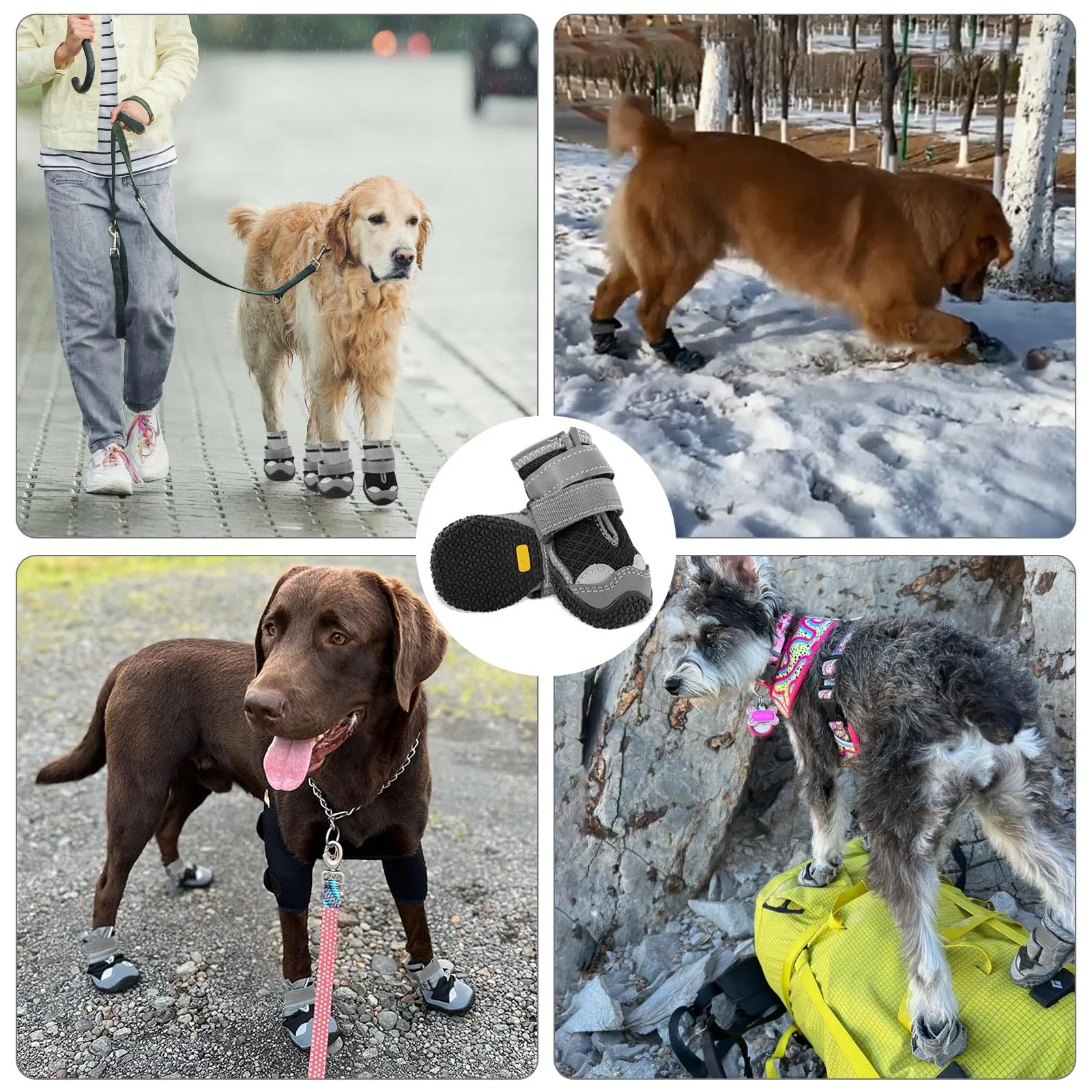 Hcpet Scarpe Antiscivolo per Cani di Taglia Media, Stivaletti Riflettenti per Protezione Zampe, Taglia 8 - immagine 5