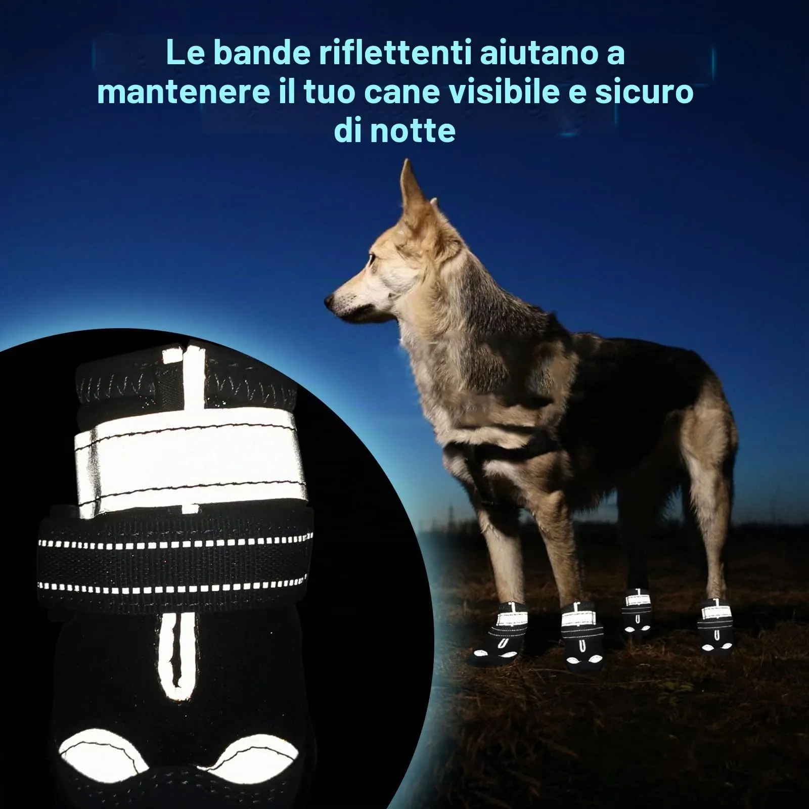 Hcpet Scarpe Antiscivolo per Cani di Taglia Media, Stivaletti Riflettenti per Protezione Zampe, Taglia 8 - immagine 6