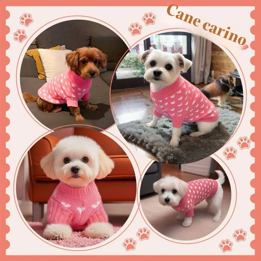 TBAMTBW Maglione per Cani e Gatti San Valentino con Cuori, Rosa, Taglia S - immagine 2