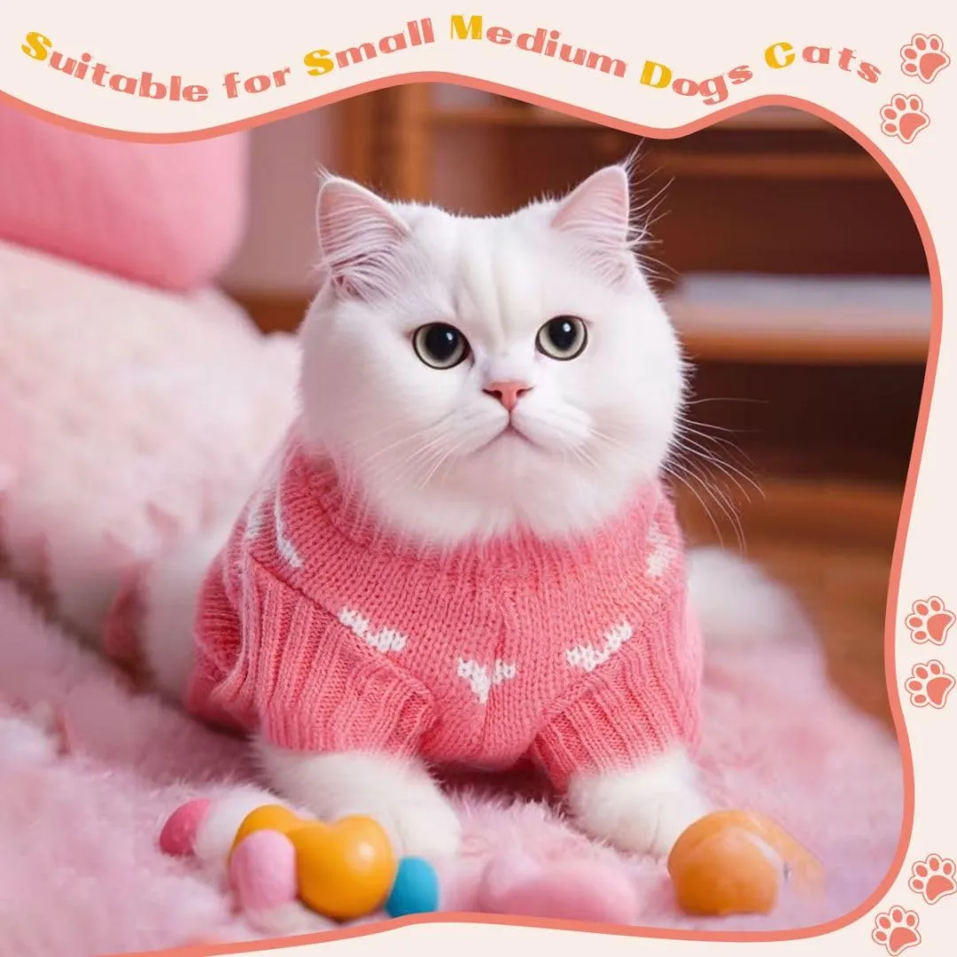TBAMTBW Maglione per Cani e Gatti San Valentino con Cuori, Rosa, Taglia S - immagine 4