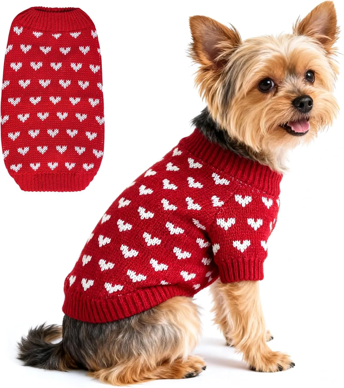 TBAMTBW Maglione a Cuore per Cani e Gatti San Valentino, Rosa, Taglia XS - immagine 1