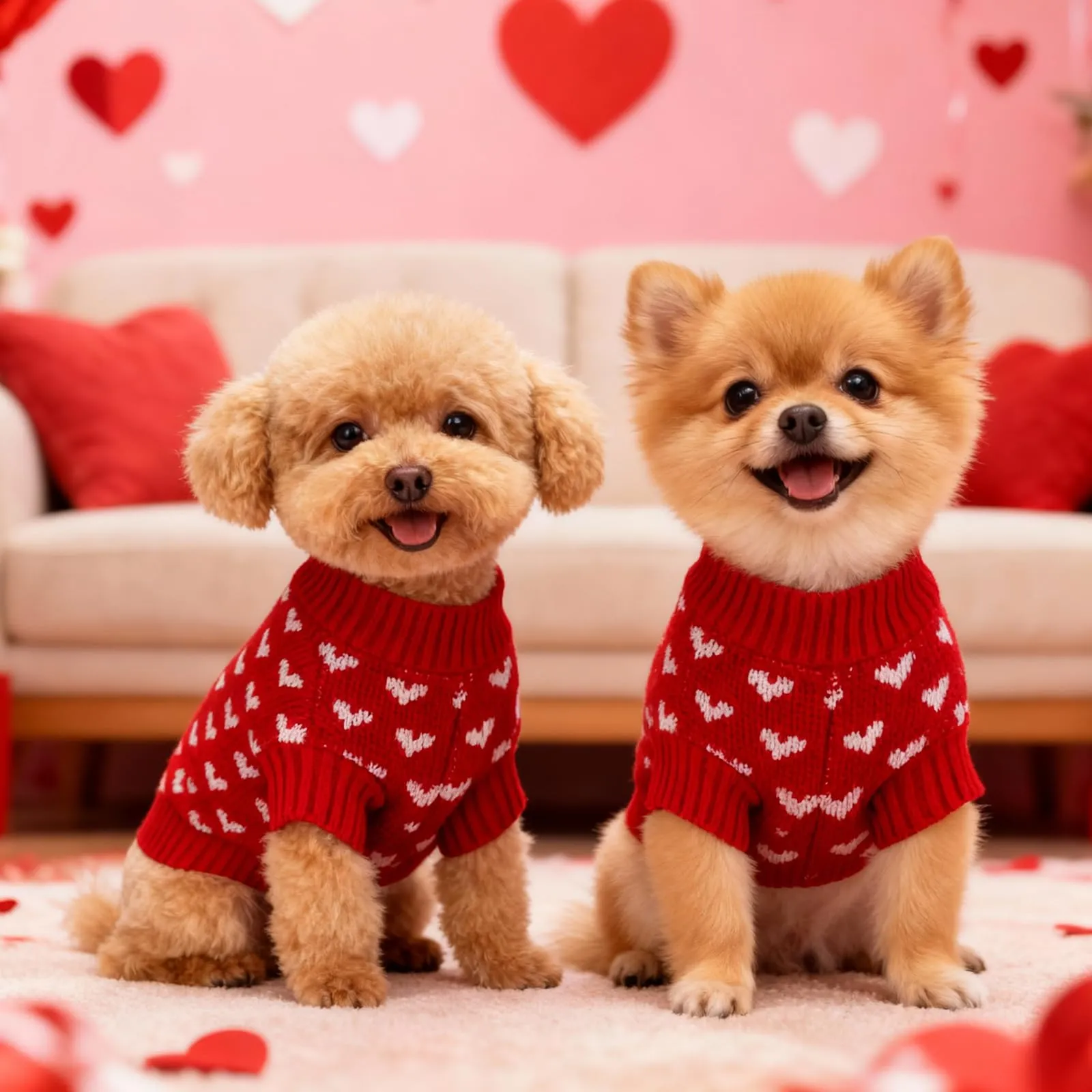 TBAMTBW Maglione a Cuore per Cani e Gatti San Valentino, Rosa, Taglia XS - immagine 2