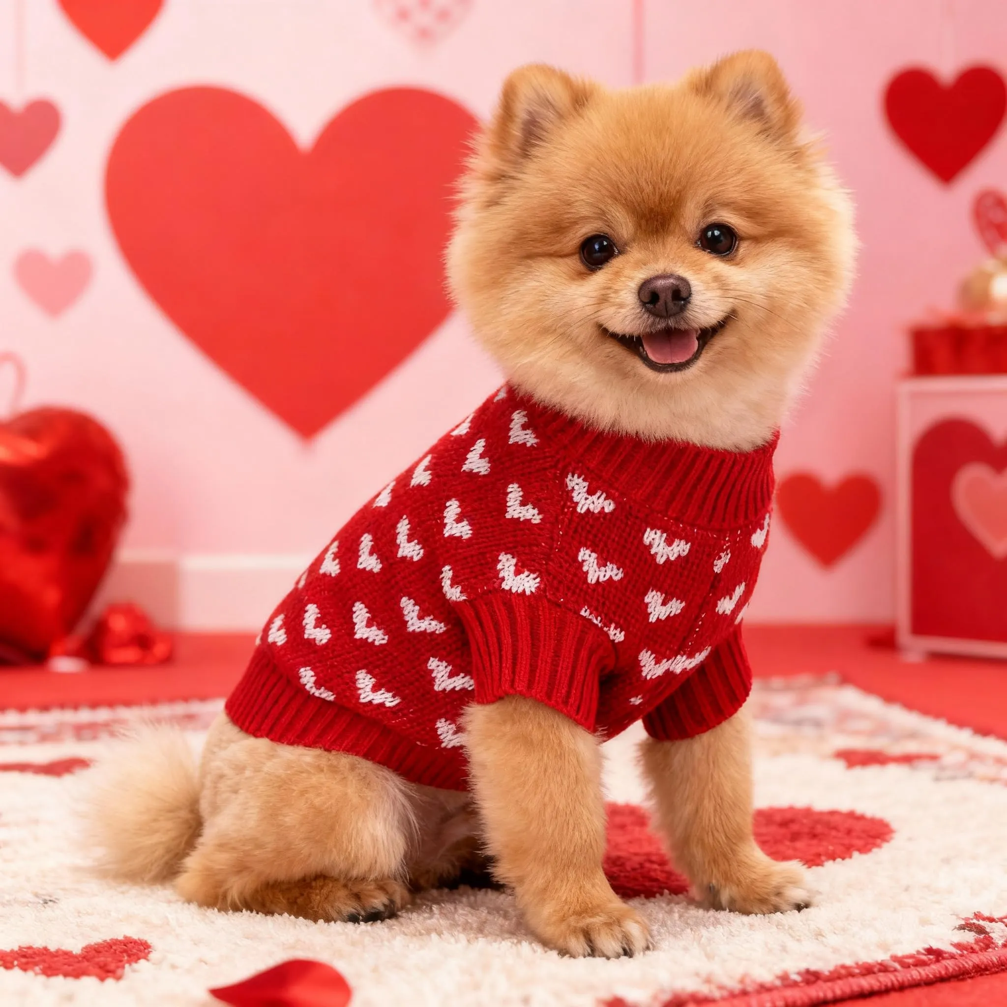 TBAMTBW Maglione a Cuore per Cani e Gatti San Valentino, Rosa, Taglia XS - immagine 5