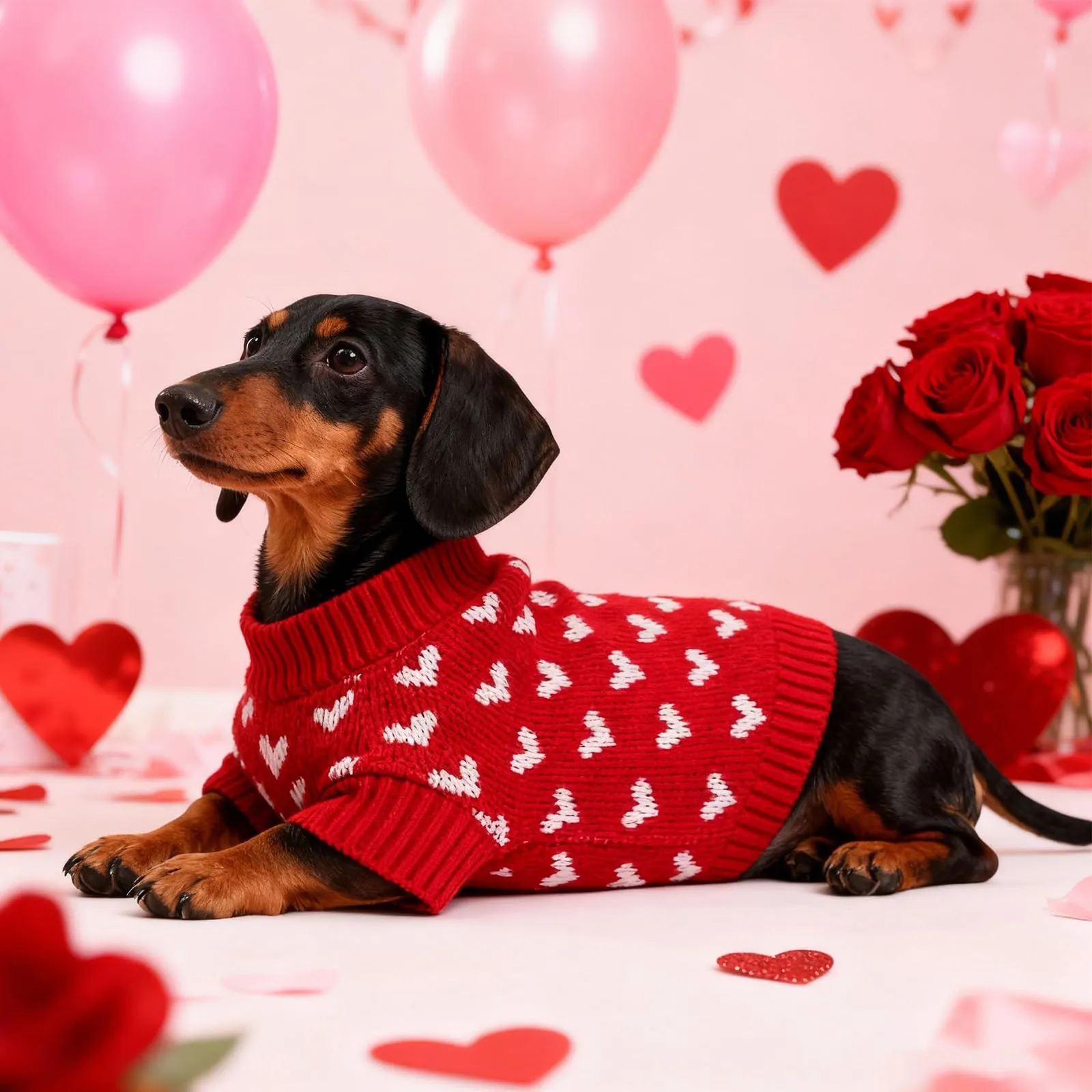 TBAMTBW Maglione San Valentino a Cuore per Cani e Gatti, Taglia M - immagine 3