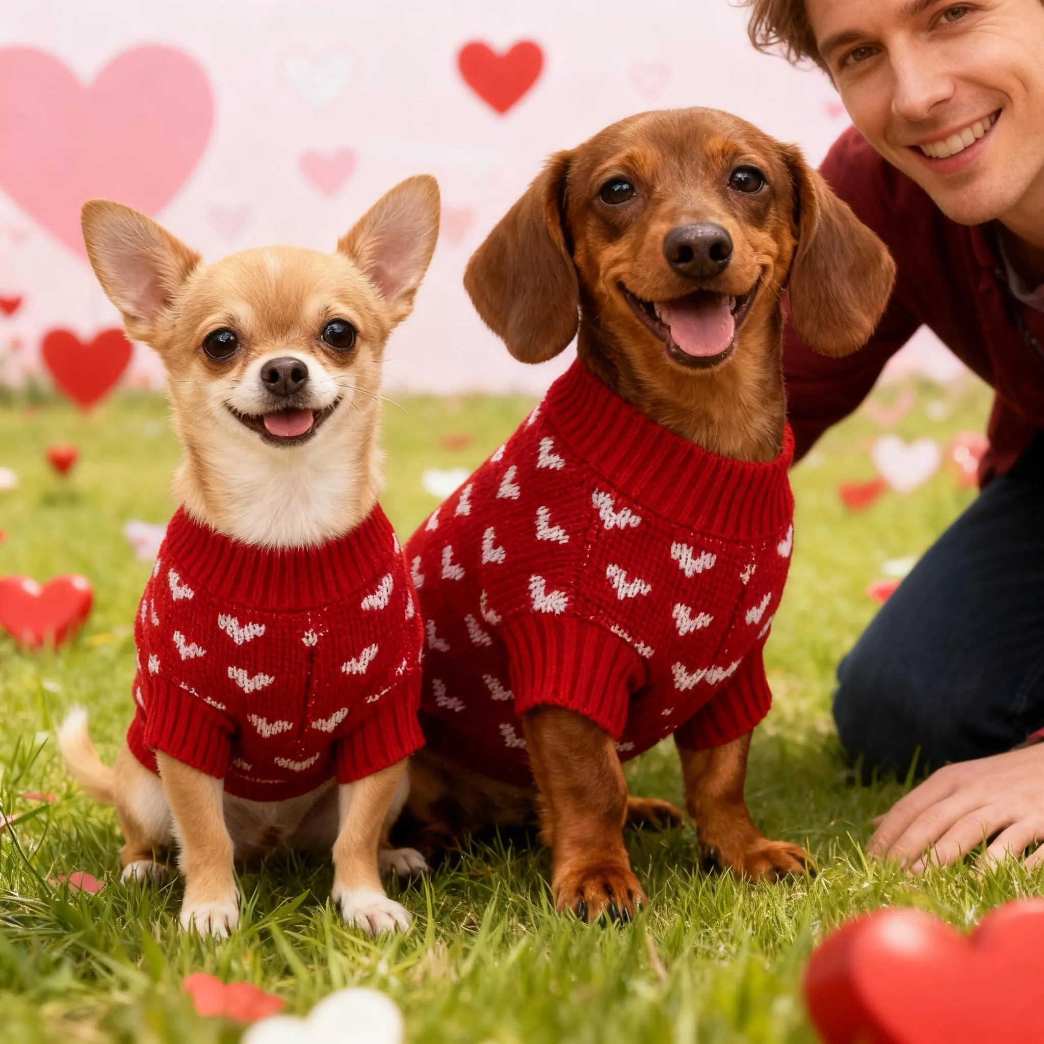 TBAMTBW Maglione San Valentino a Cuore per Cani e Gatti, Taglia S, Rosa - immagine 4