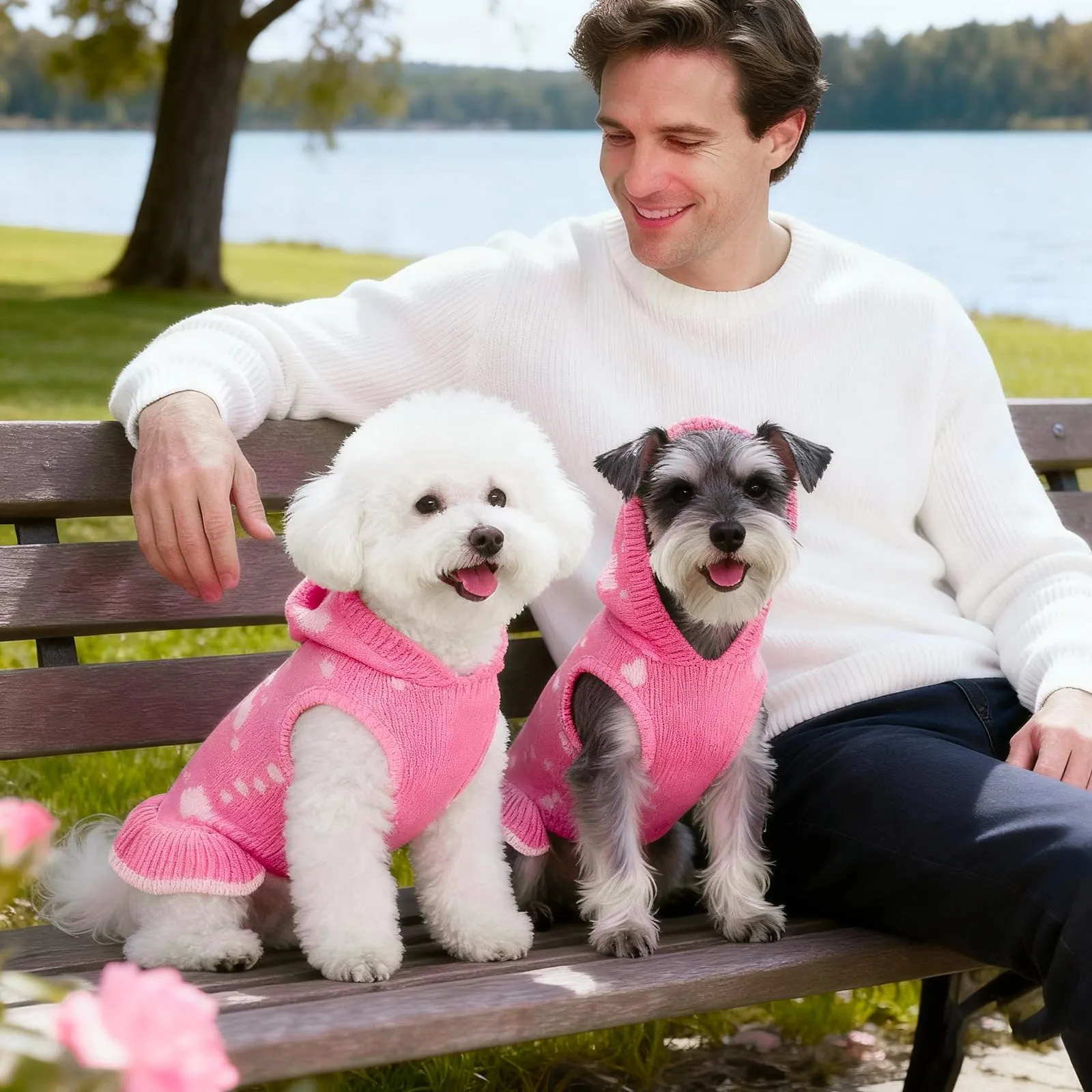 TBAMTBW Maglione per Cane e Gatto San Valentino con Cappuccio, Rosa, Taglia S - immagine 5