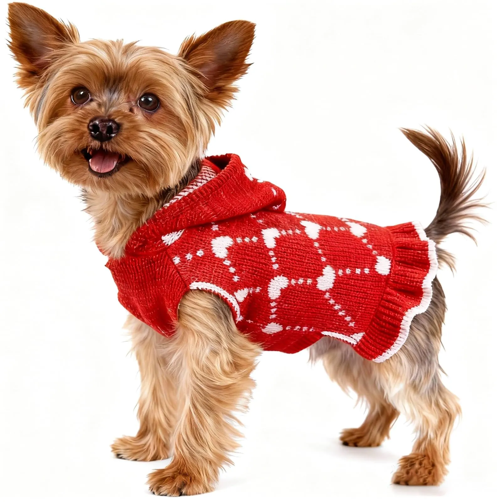 TBAMTBW Maglione con Cappuccio a Cuore per Cani e Gatti, San Valentino, Rosa, Taglia L - immagine 1