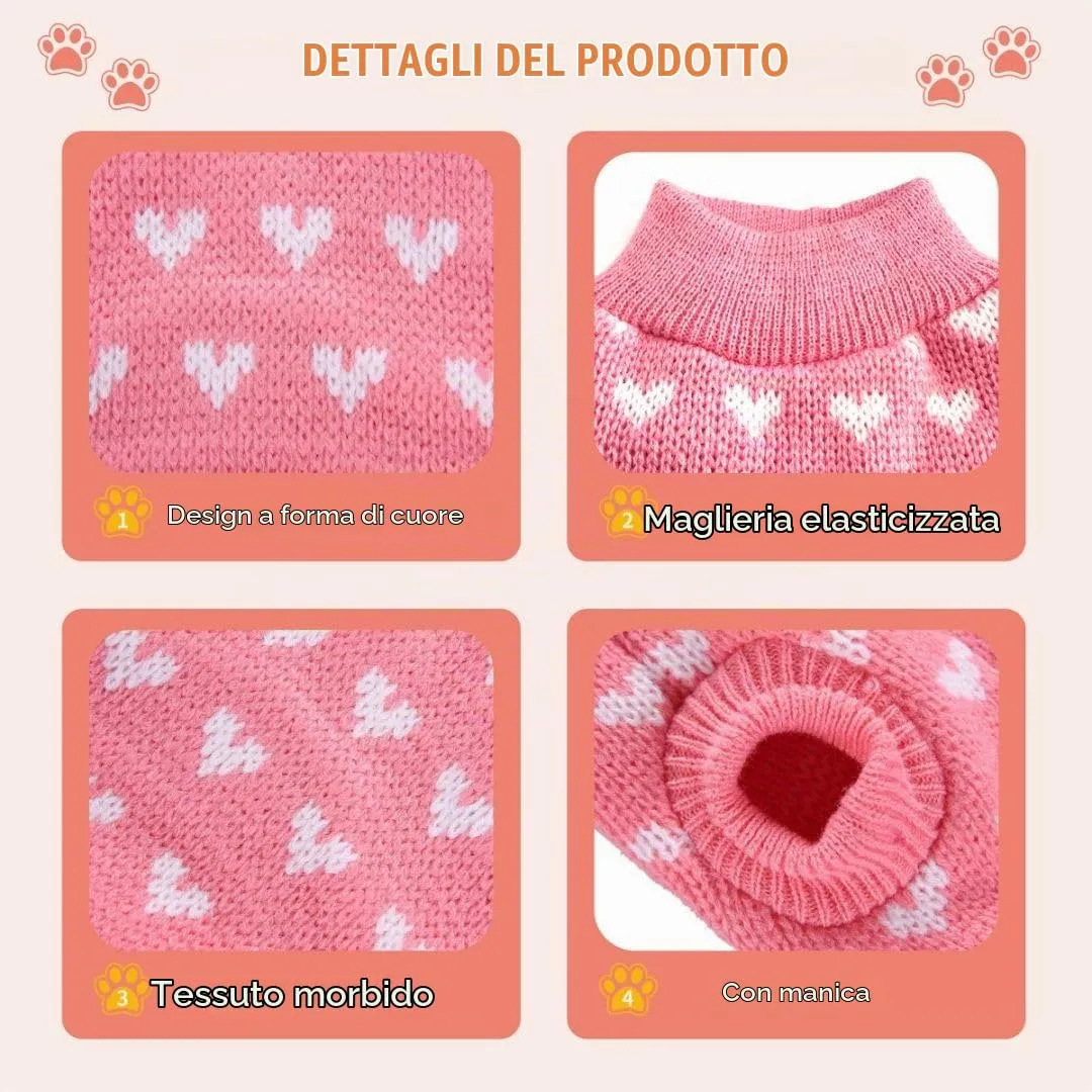 TBAMTBW Maglione per Cane e Gatto San Valentino con Cuori, Rosa, Taglia L - immagine 5