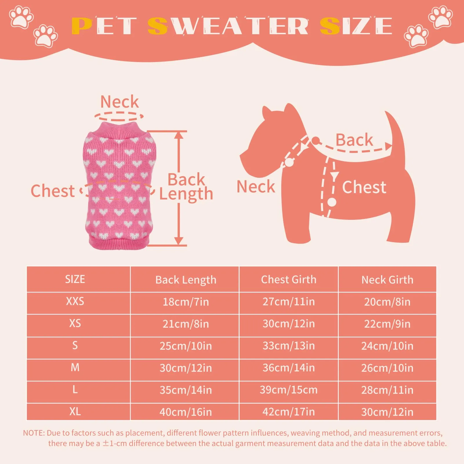 TBAMTBW Maglione per Cane e Gatto San Valentino con Cuori, Rosa, Taglia L - immagine 6