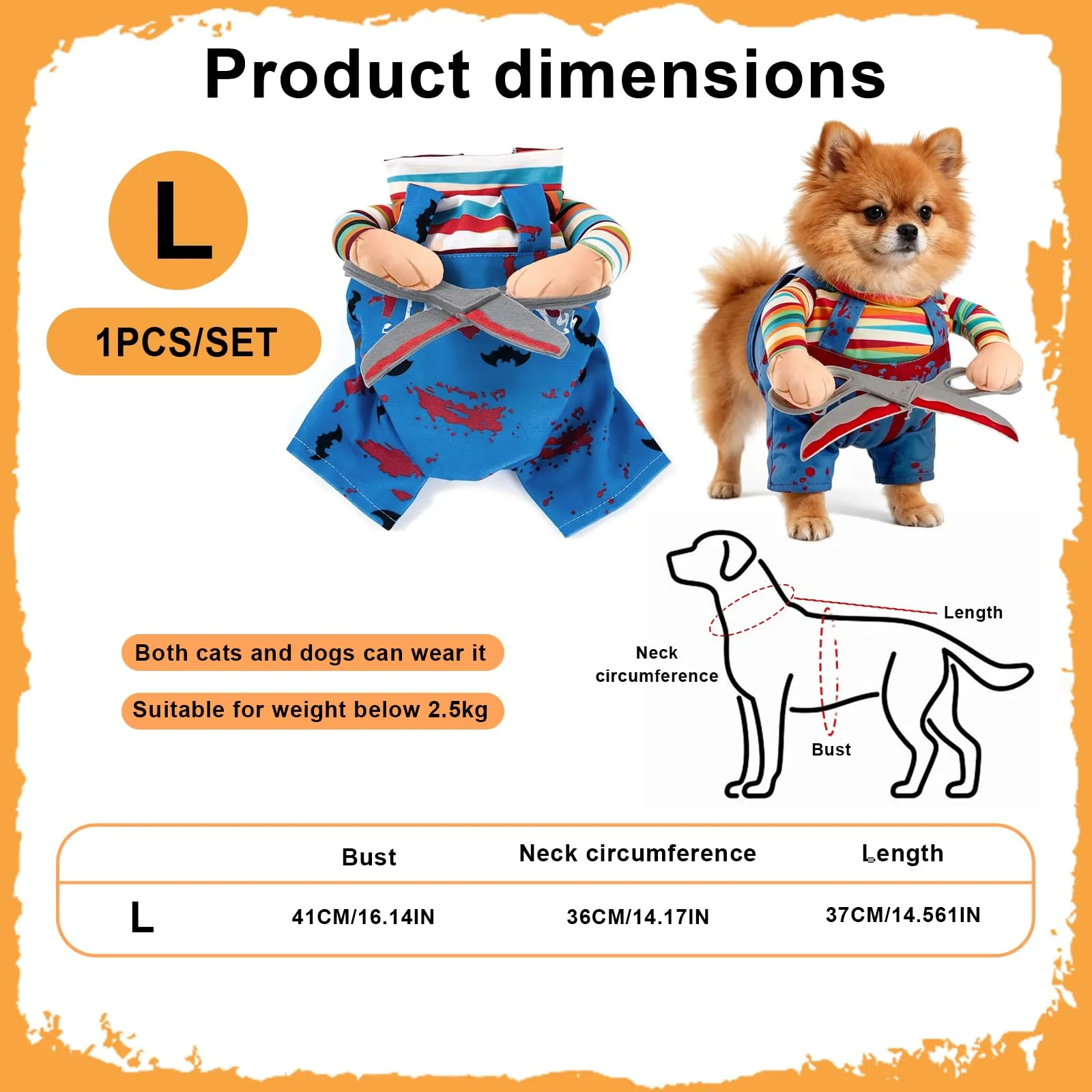 VIDSTW Costume da Forbici per Cani, Taglia L - immagine 2